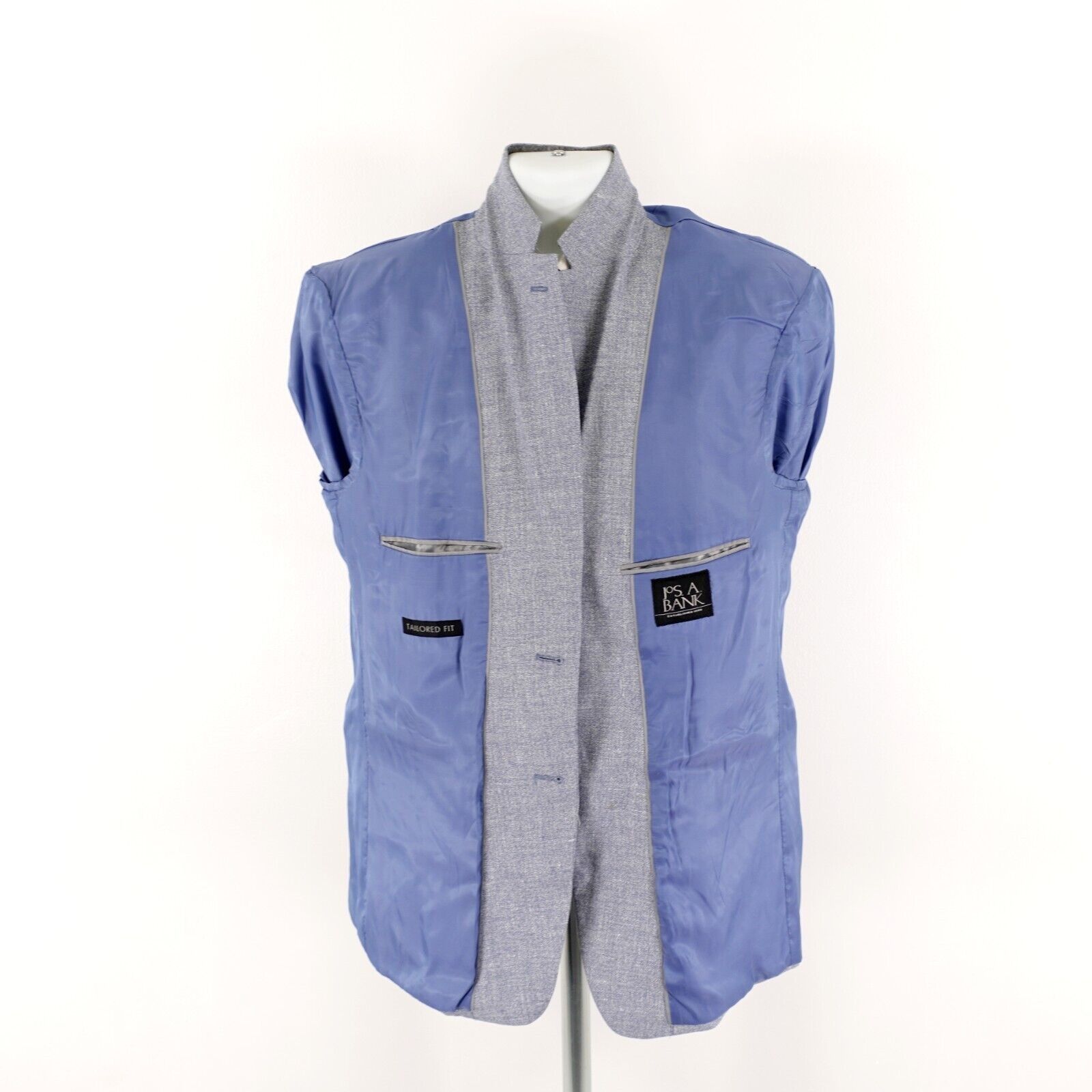 Jos. A. Bank Jos A Bank Linen Wool Blue Spec Tailored Fit 2 Button Blazer Size 40R - 13 Thumbnail