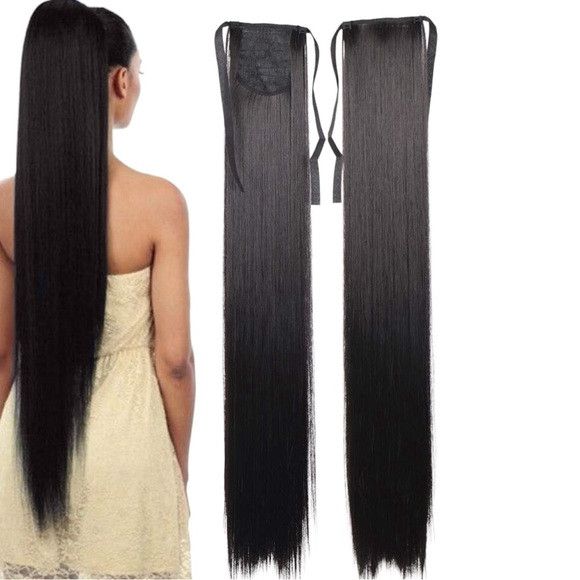 Other 34 Inches Black Synthetic Ponytail Hair Extension Size ONE SIZE - 1 Thumbnail