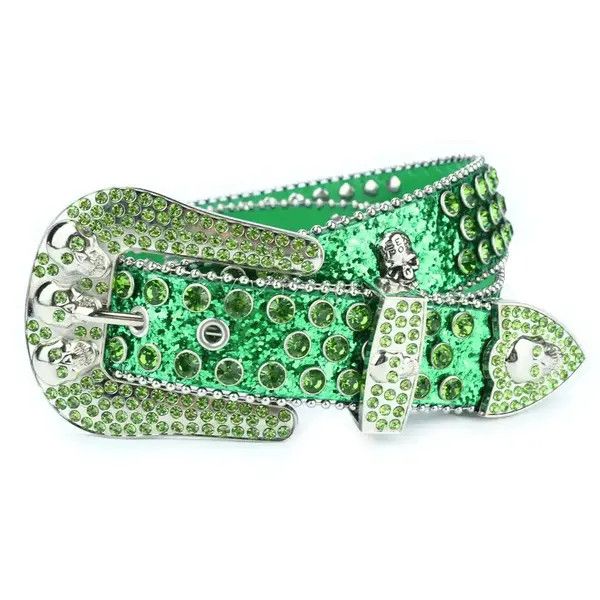Leather Arisawa x Misac Rhinestone Studded PU Leather Belt Size ONE SIZE - 2 Thumbnail