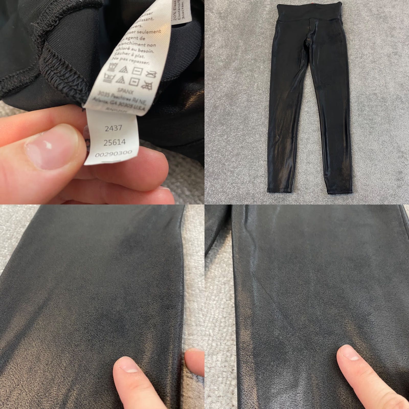 Spanx SPANX Leggings Womens Large Black Faux Leather Nylon Stretch Activewear Pants Size 36" / US 14 / IT 50 - 8 Thumbnail