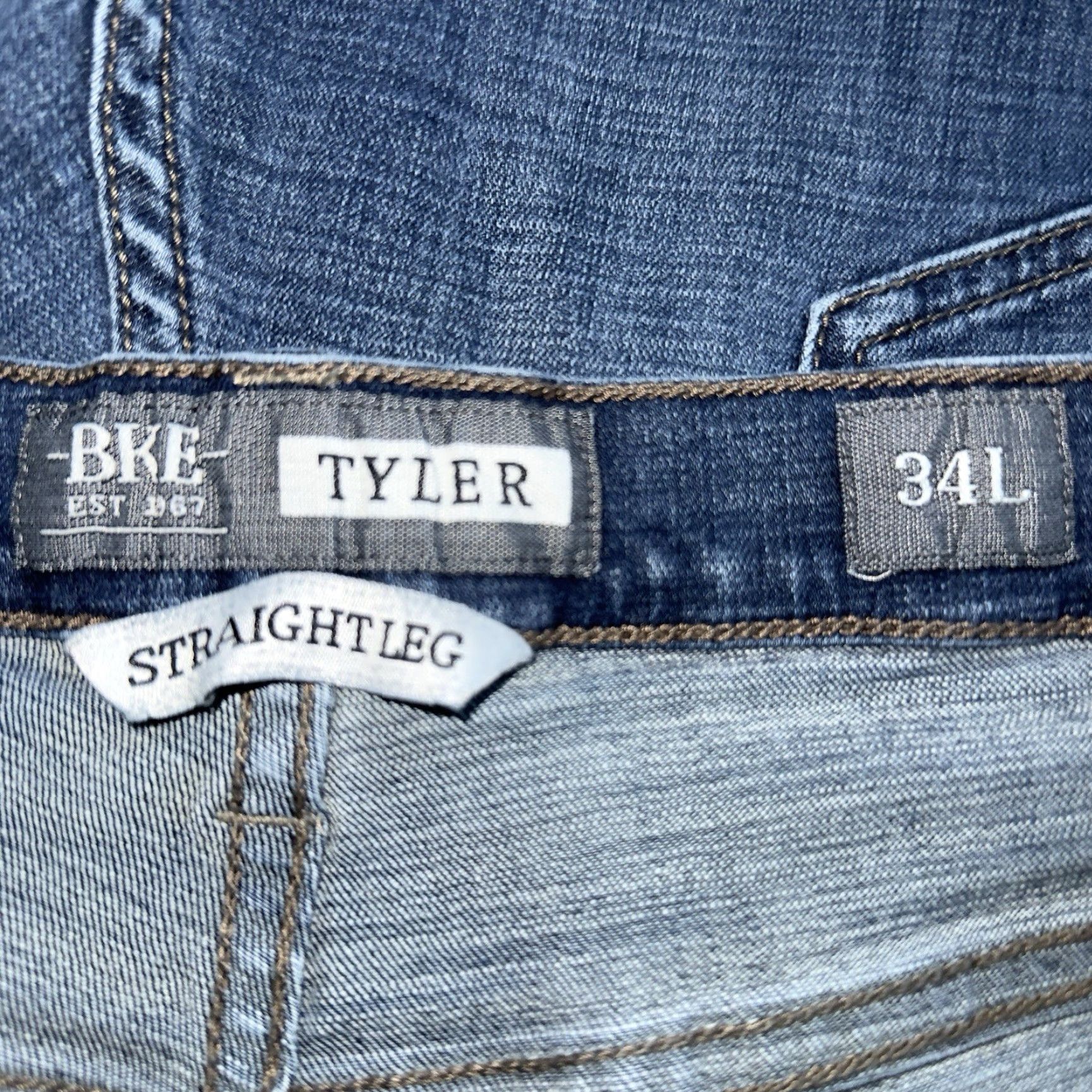 BKE BKE Tyler Jeans Mens 34x33 Straight Blue 100% Cotton Size US 34 / EU 50 - 4 Thumbnail