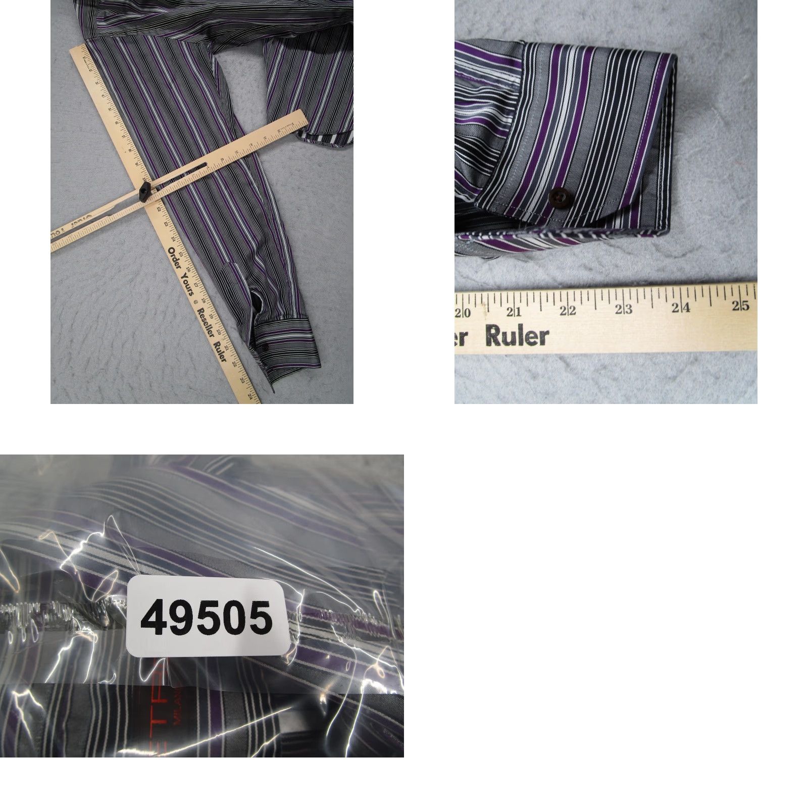 Etro ETRO Milano Dress Shirt Mens M Gray Purple Striped Long Sleeve Spread Collar Made in Italy Size US M / EU 48-50 / 2 - 8 Thumbnail