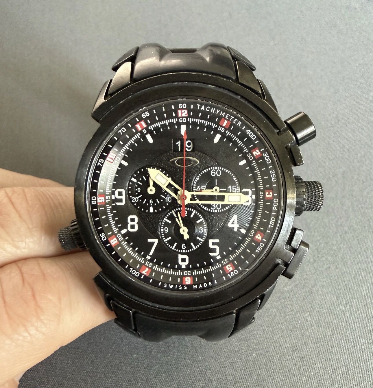 Oakley 🇨🇭OAKLEY 12 GAUGE WATCH Stealth Stainless Swiss Chronograph Size ONE SIZE - 1 Thumbnail
