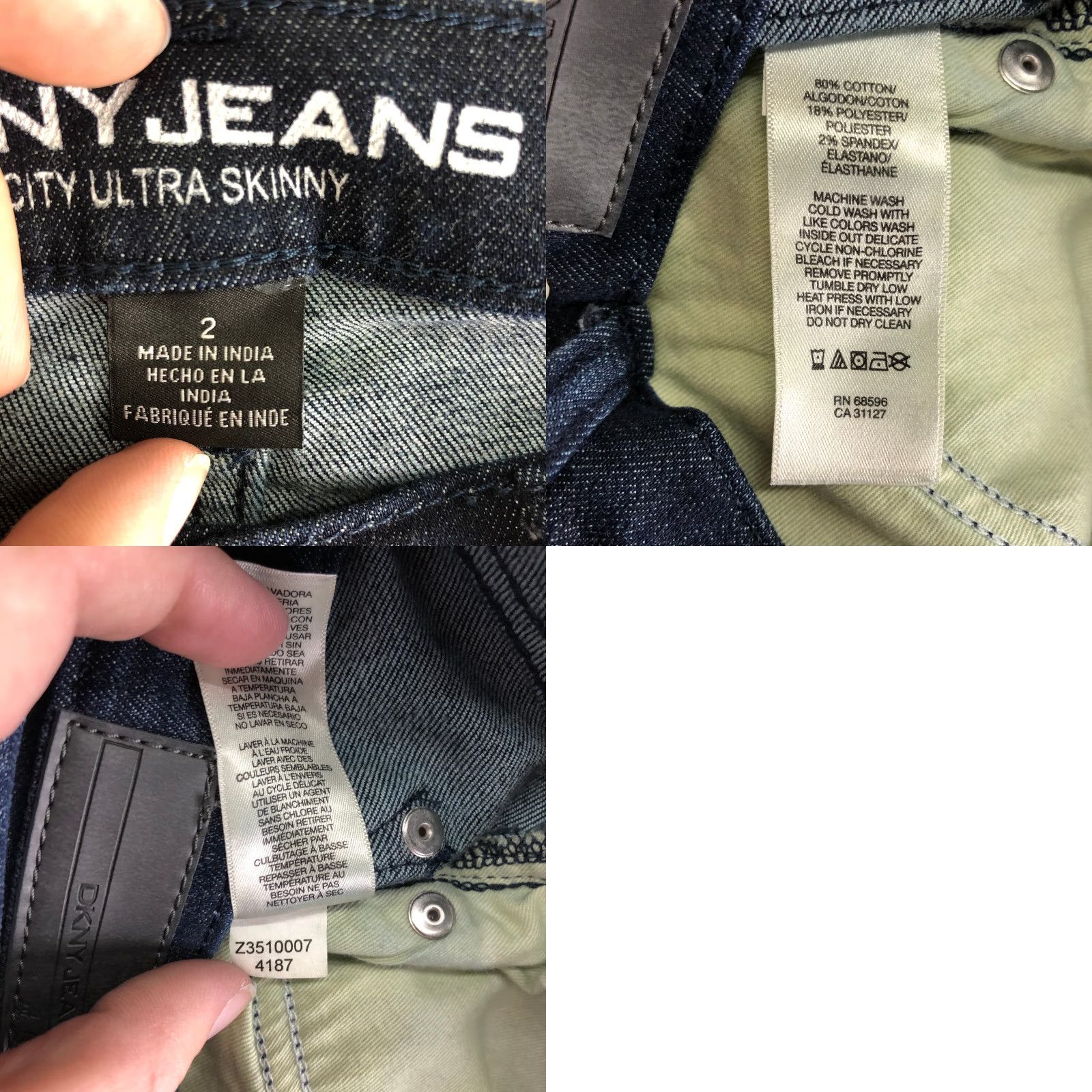 DKNY DKNY City Ultra Skinny Jeans Womens Size 2 Mid Rise Dark Wash Blue Denim Size 26" / US 2 / IT 38 - 8 Thumbnail