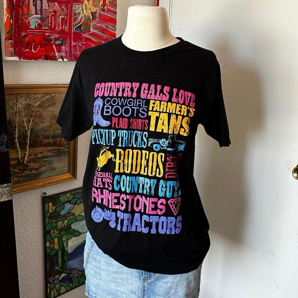 Other lifestyle legends country gal black graphic shirt top Size S / US 4 / IT 40 - 1 Thumbnail
