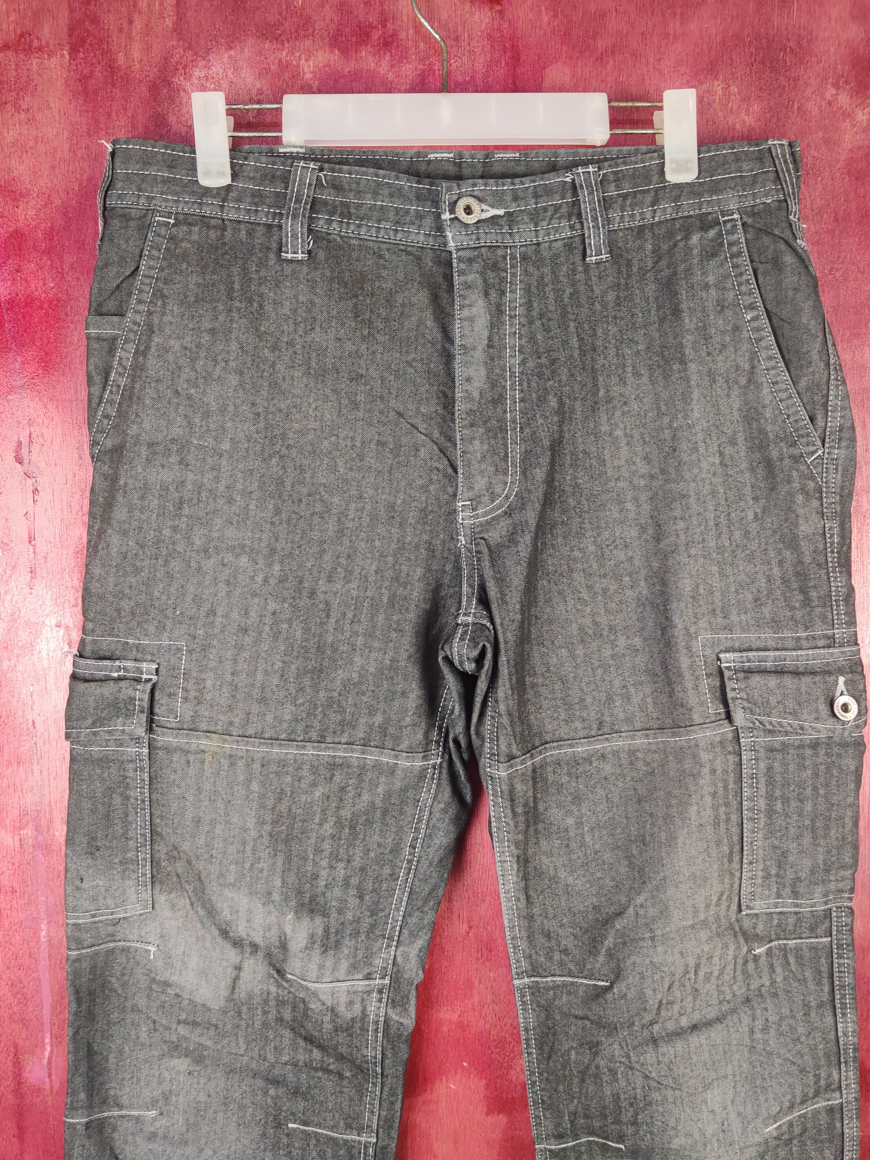 Japanese Brand Dogman Black Faded Multipocket Soft Jeans #S1877 Size US 35 - 2 Thumbnail