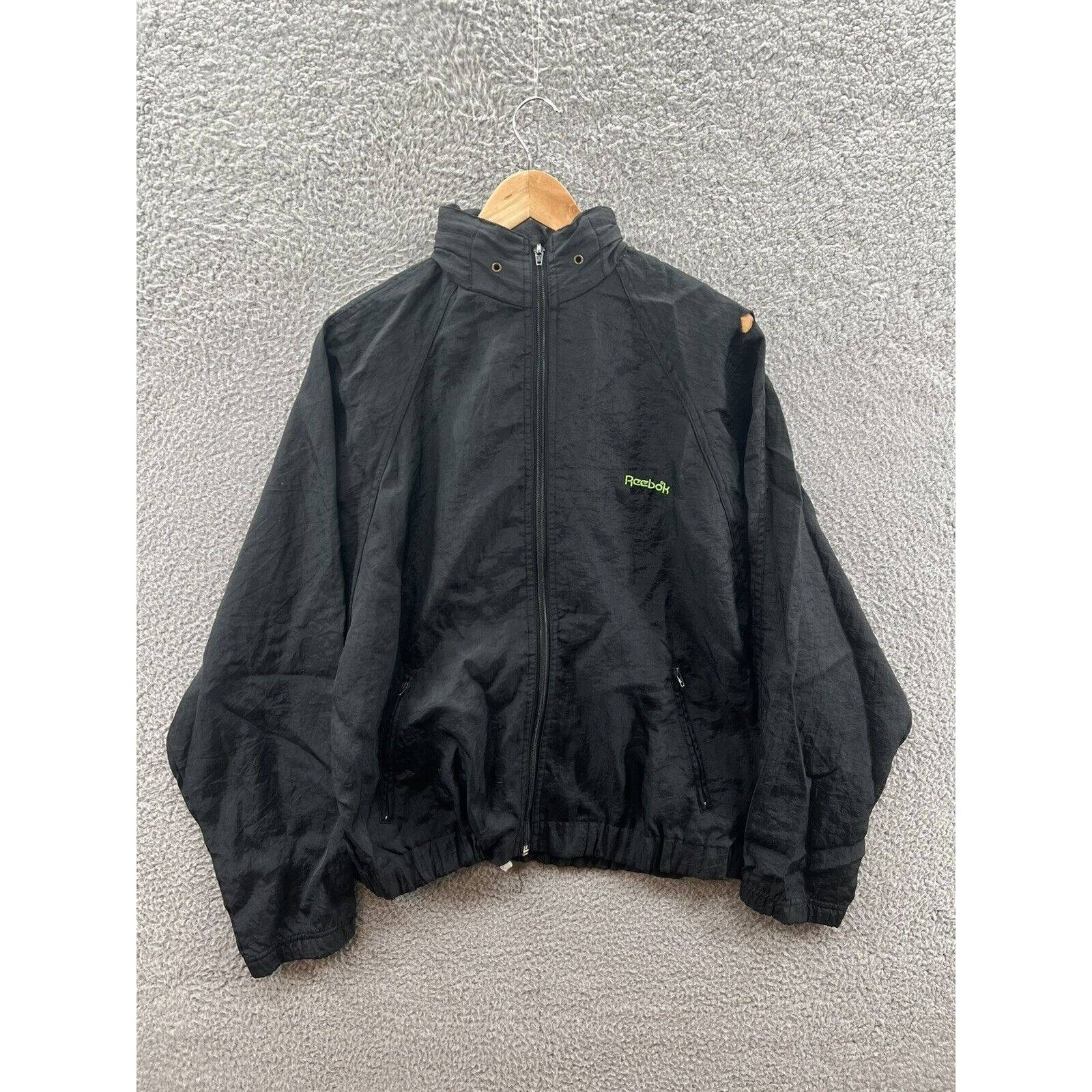 Reebok Reebok Windbreaker Jacket Neon Green Logo Packable Hood Size US M / EU 48-50 / 2 - 1 Thumbnail