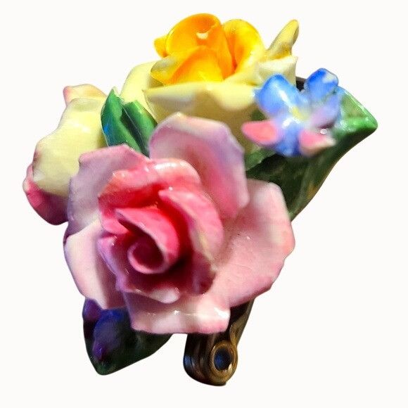 Other Rose Bouquet Porcelain Crafted Brooch Size ONE SIZE - 1 Thumbnail