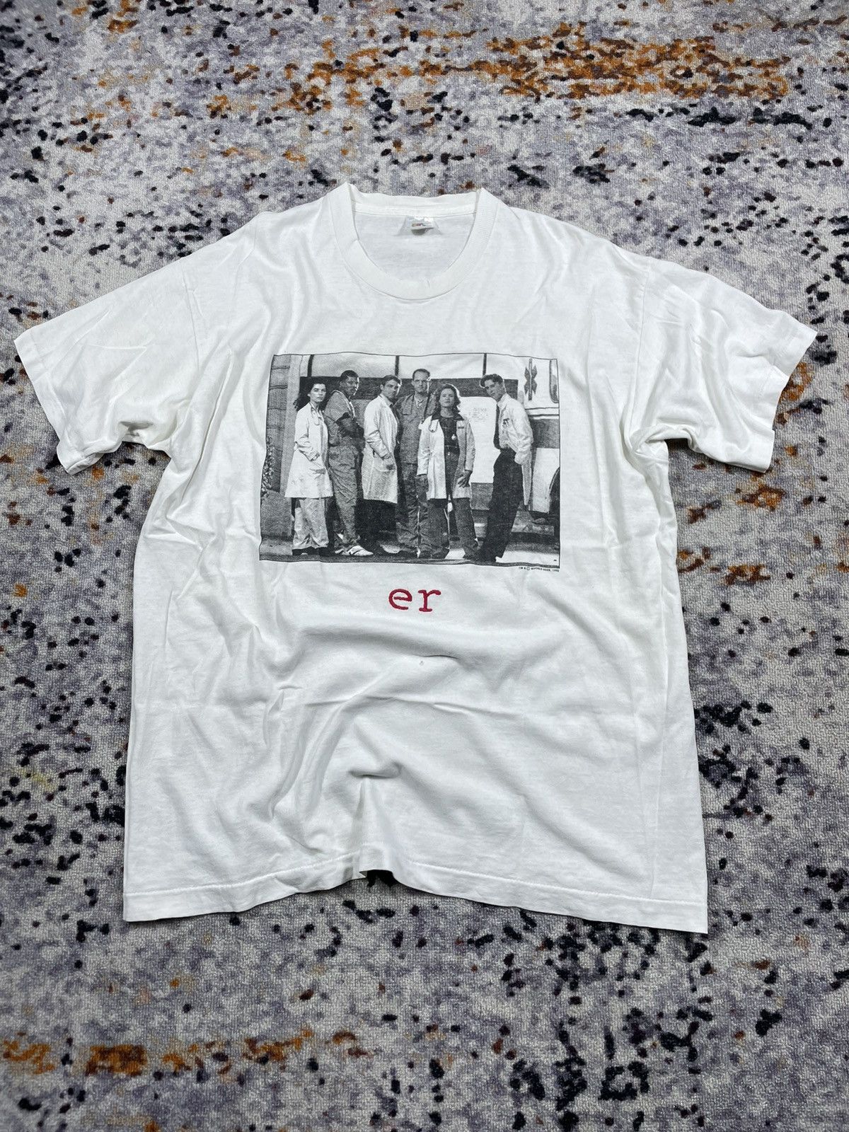 image of Tshirt Er Emergency Warner Bros 1995 Tv Series Movie in White, Men's (Size XL)