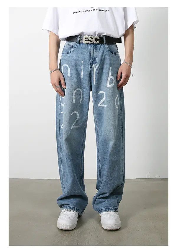 Japanese Brand Kahara x Mint Men's hand-painted loose casual wide-leg jeans Size US 32 / EU 48 - 1 Thumbnail