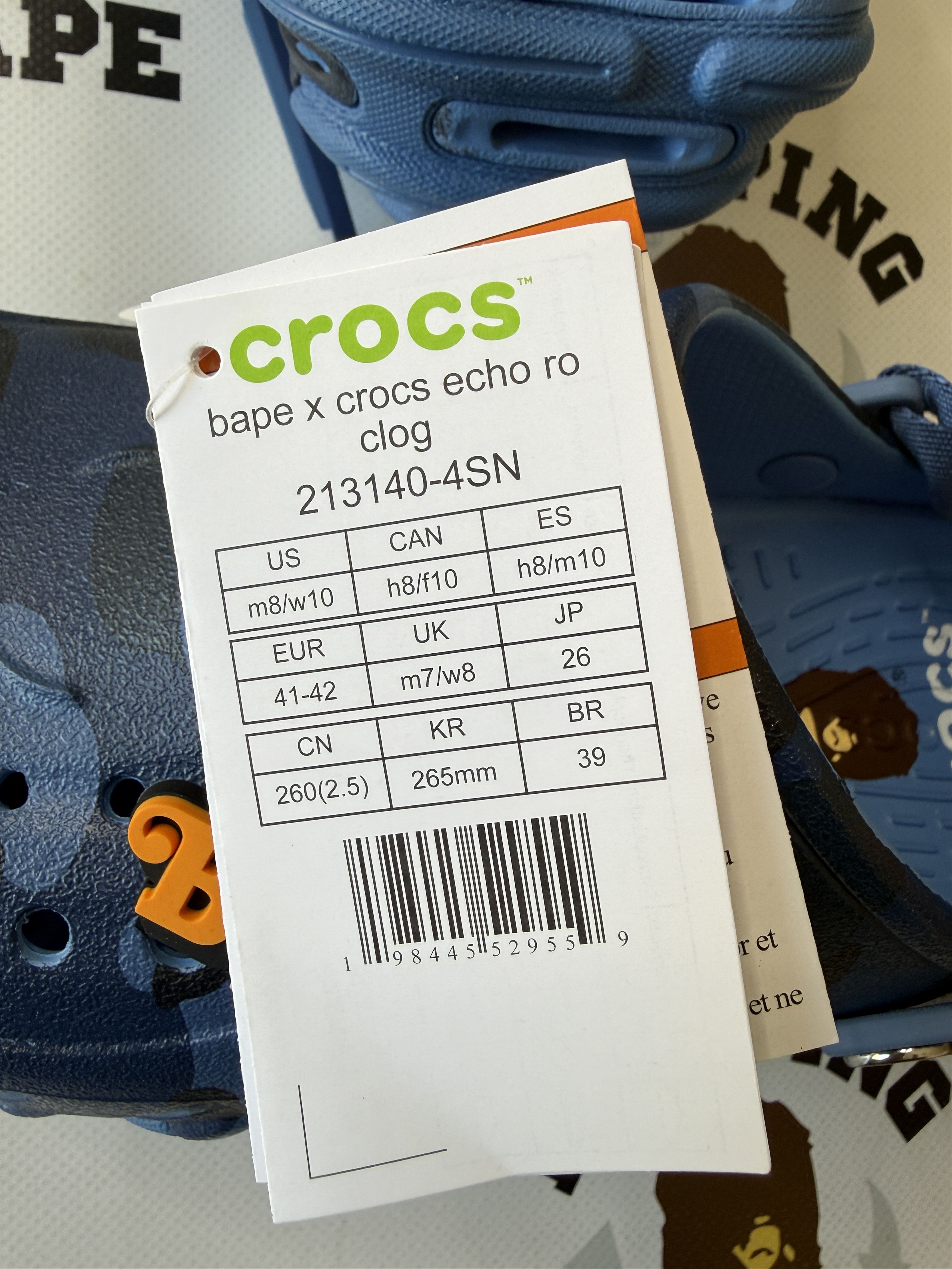 Bape × Crocs BAPE X CROCS ECHO NAVY Size US 8.5 / EU 41-42 - 13 Thumbnail