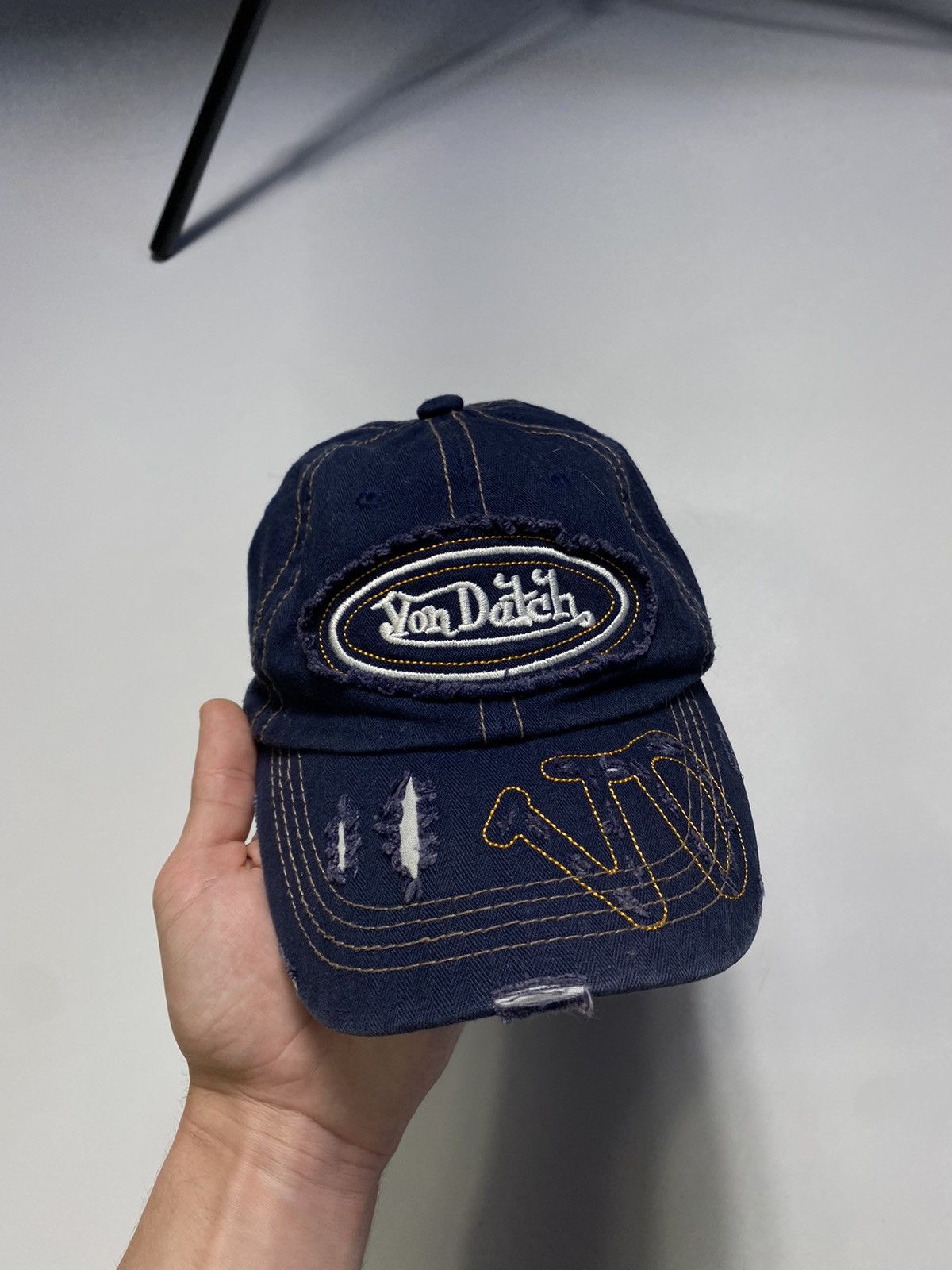 Von Dutch Rare Vintage Von Dutch Distressed Denim Cap Hut Size ONE SIZE - 2 Thumbnail
