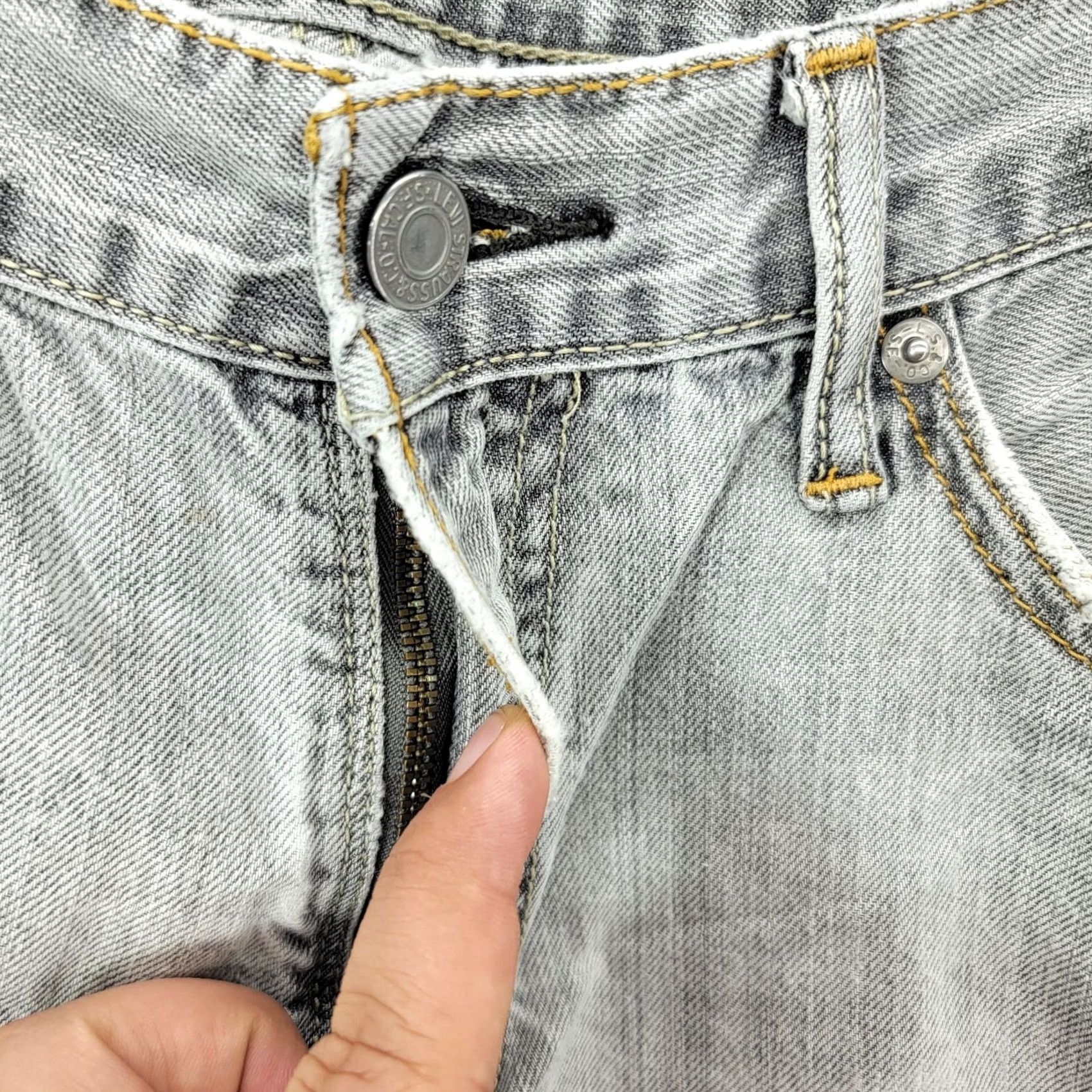 Levi's Levi's Jeans Mens 30x32 Gray Slim Fit Modern Western Denim Straight 5-Pocket Jeans Slim Sh fit Mens 90s City Pattern Solid Medium Wash Gray Size US 30 / EU 46 - 5 Thumbnail