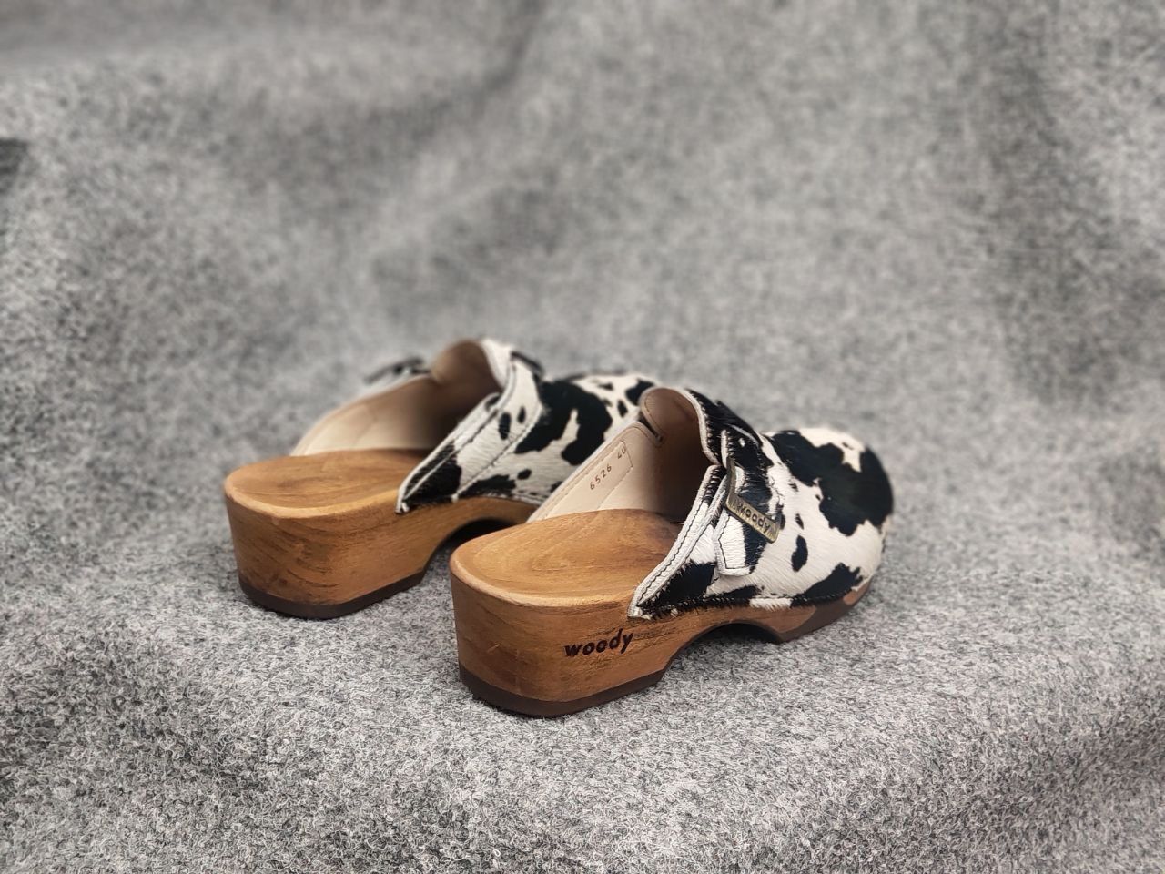 Woody Design Manu Fur W' Leather cowhide Clogs mules Shoes