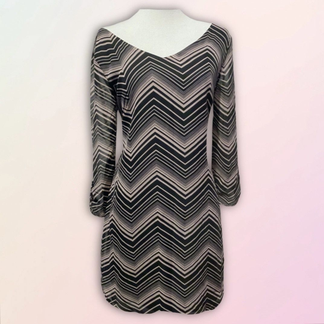 Nordstrom Retro, Lily Rose, Black and Pink, Chevron, Shift Dress Size S / US 4 / IT 40 - 1 Thumbnail