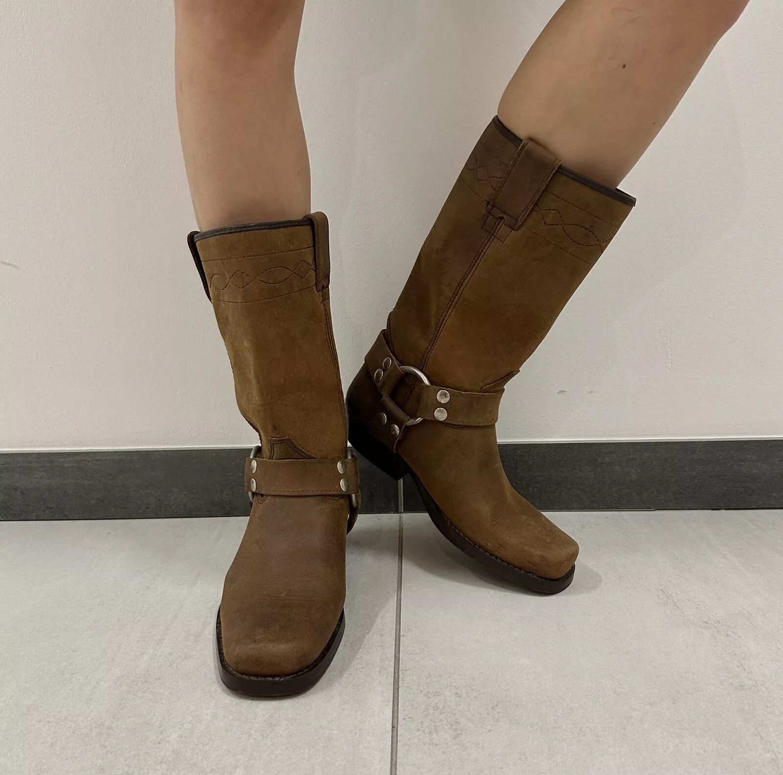 Vintage Bill Montana Womens Cowboy Western Boots Shoes Brown Learher Size US 6 / IT 36 - 2 Thumbnail