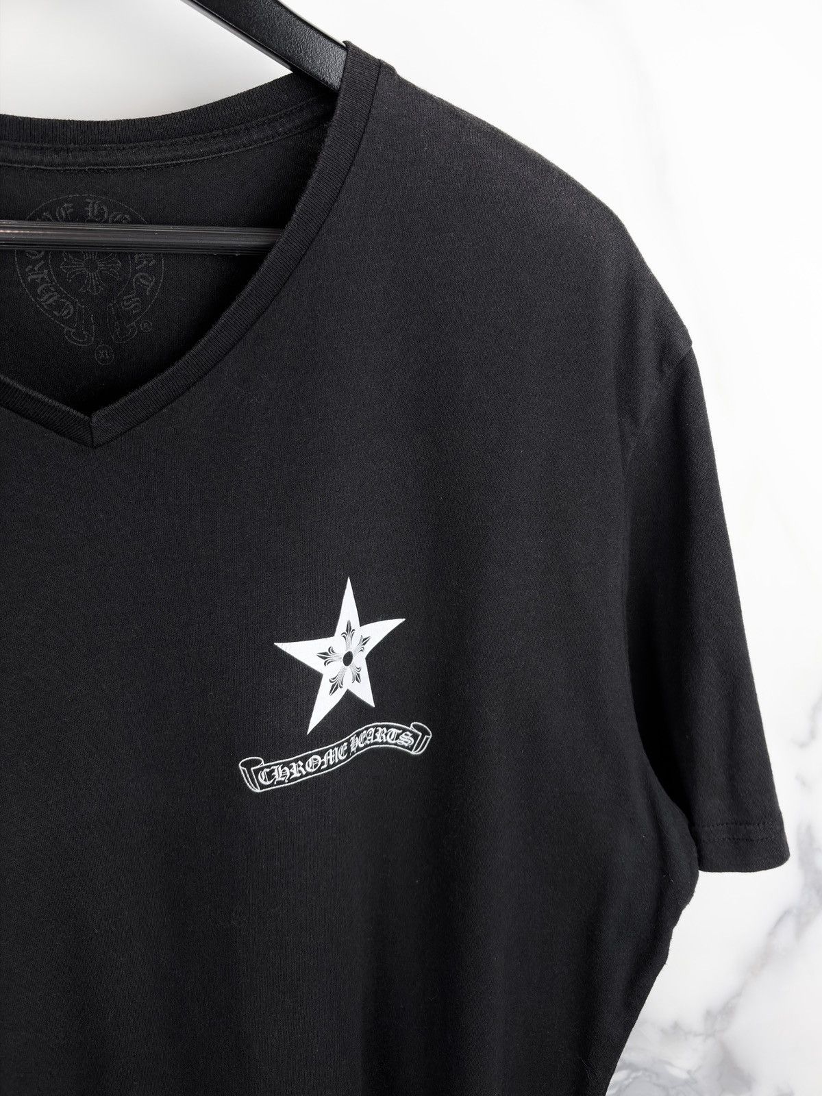 Chrome Hearts Chrome Hearts Shuriken Ninja Star Scroll Logo V Neck Tshirt Size US XL / EU 56 / 4 - 5 Thumbnail