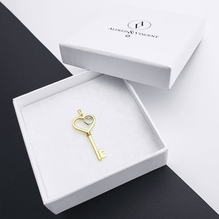 Other Double Heart Key 14k Yellow & White Gold Love Charm Pendant Size ONE SIZE - 2 Thumbnail