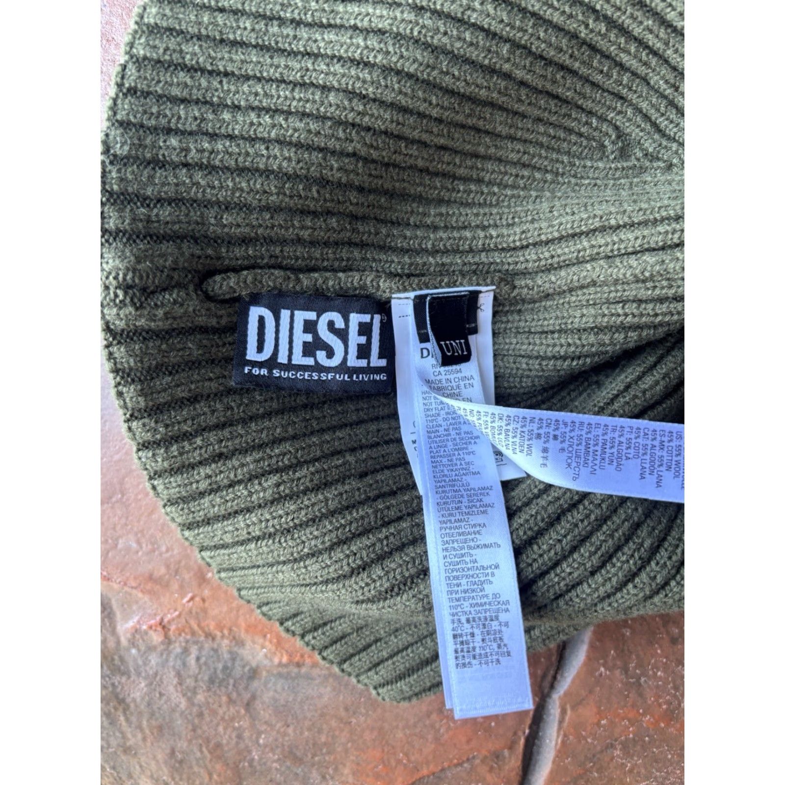 Diesel VINTAGE Diesel Beanie Hat Unisex Adults One Size Green Reversible 90s Style Knit Acrylic Soldier Fall Winter Italy Size ONE SIZE - 3 Thumbnail