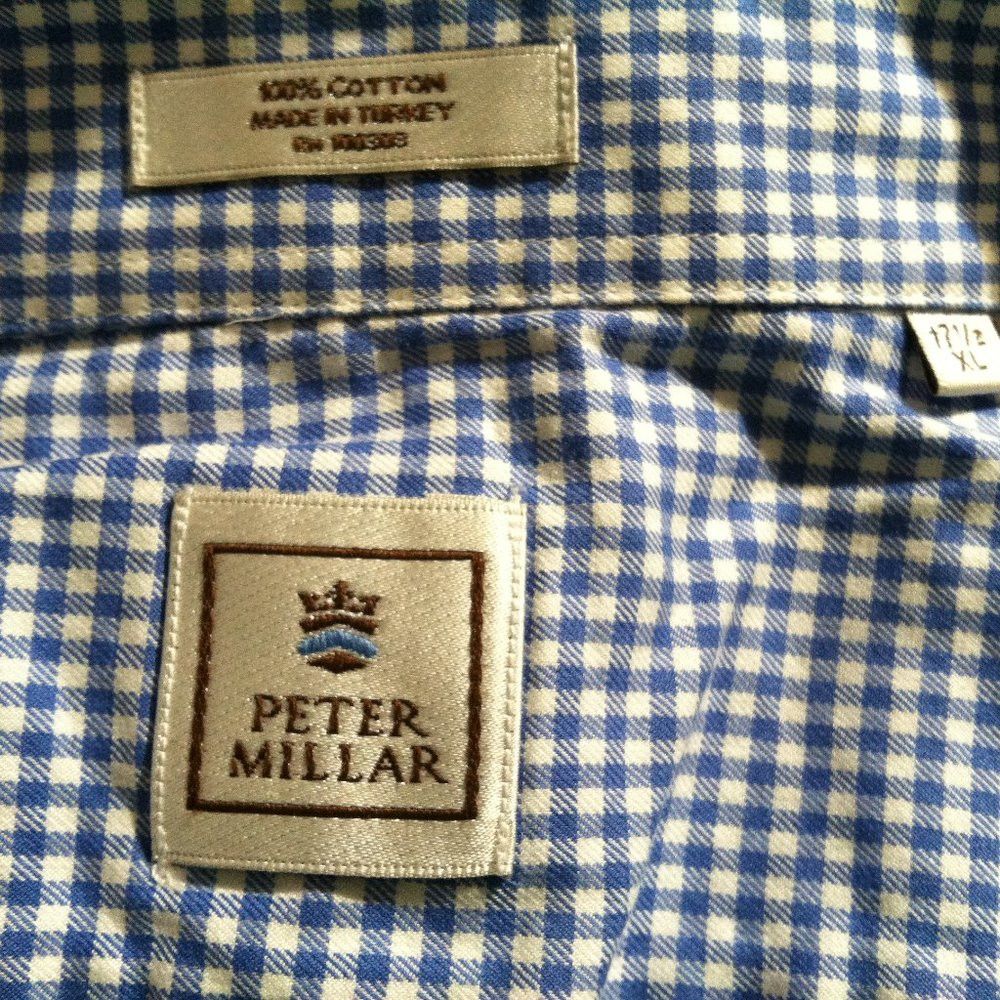 Peter Millar PETER MILLAR MENS BLUE COTTON CASUAL SHIRT SIZE: XL Size US XL / EU 56 / 4 - 6 Thumbnail