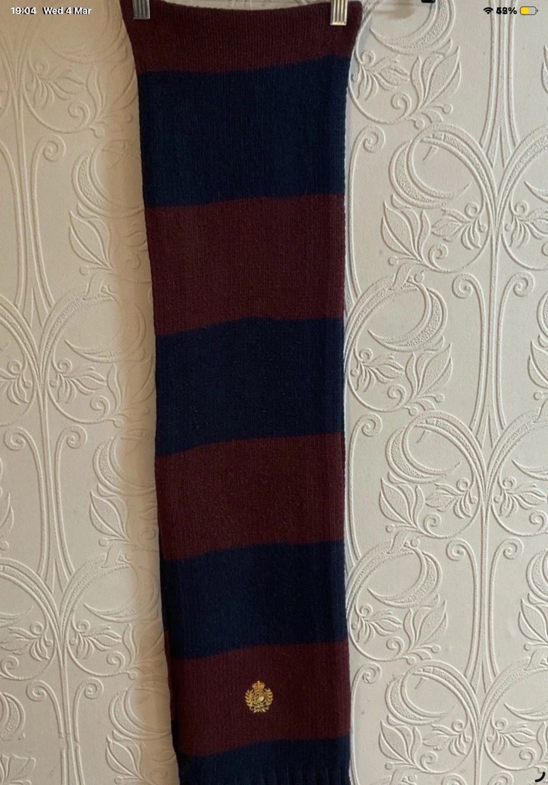 Polo Ralph Lauren Men’s Original Ralph Lauren Polo Scalf In Navy And Burgundy Size 44 - 3 Thumbnail