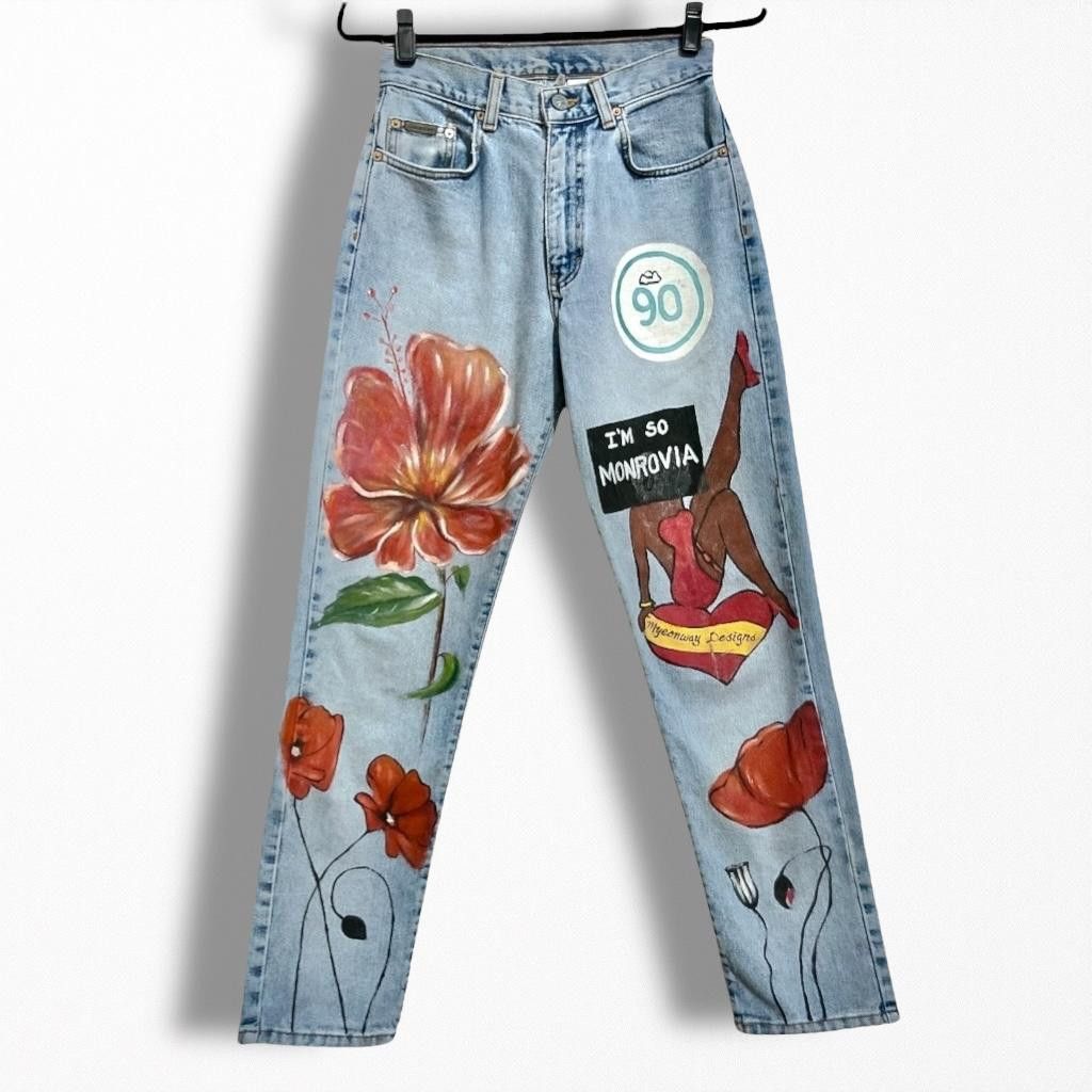 Calvin Klein Calvin Klein Custom Hand Painted Artistic Denim Blue Jeans Size 27" / US 4 / IT 40 - 1 Thumbnail