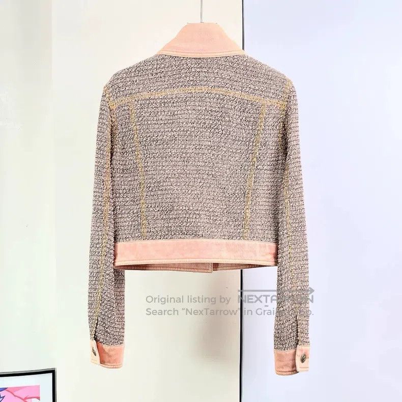 Chanel Chanel Pink knitted denim stitched jacket Size XS / US 0-2 / IT 36-38 - 2 Thumbnail