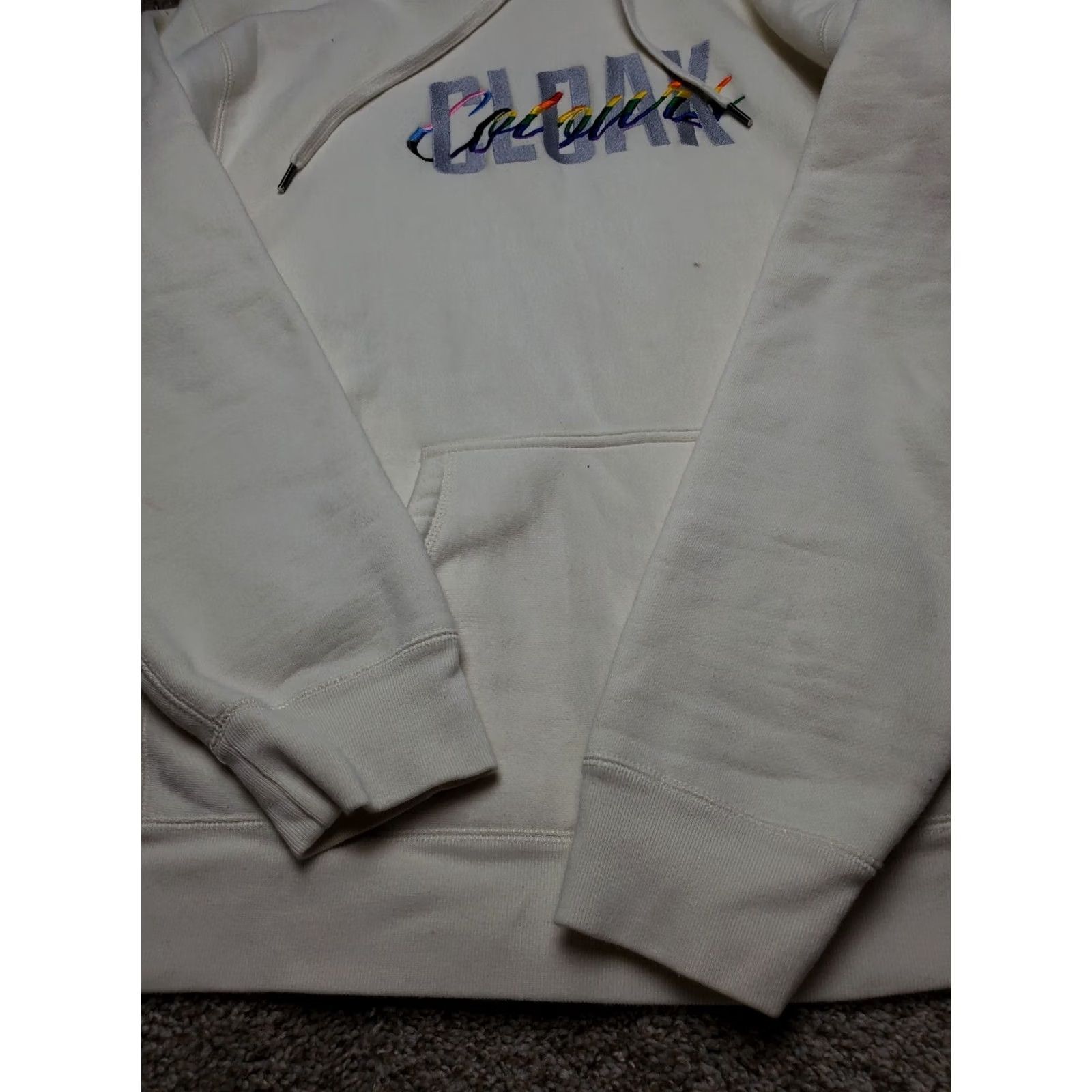 J Brand Cloak Hoodie XL Mens Ivory Pullover Long Sleeve Hooded Pockets Logo Embroidered Fall Winter Regular Men Size US XL / EU 56 / 4 - 2 Thumbnail