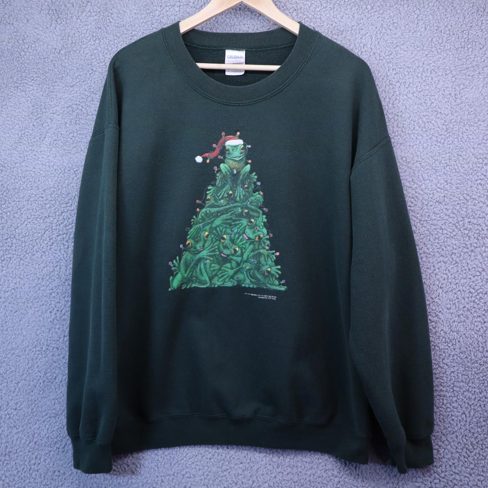 Gildan Ugly Christmas Sweater Frog Tree Cotton 2003 Vtg Will Bullas Size US L / EU 52-54 / 3 - 2 Thumbnail