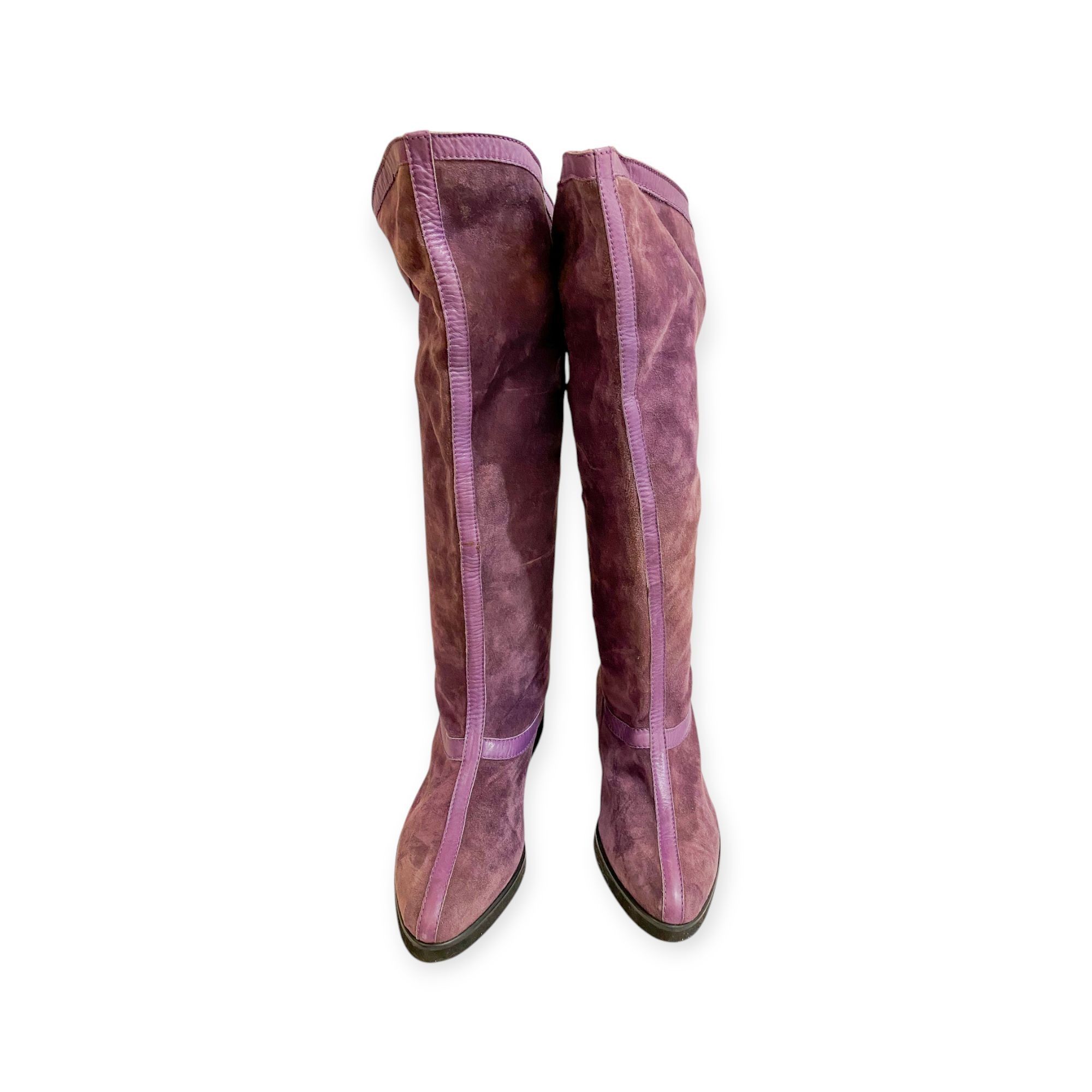 Kansai Yamamoto Vintage Rare Kansai by Giancolombo Purple Suede Boots Size US 7.5 / IT 37.5 - 2 Thumbnail
