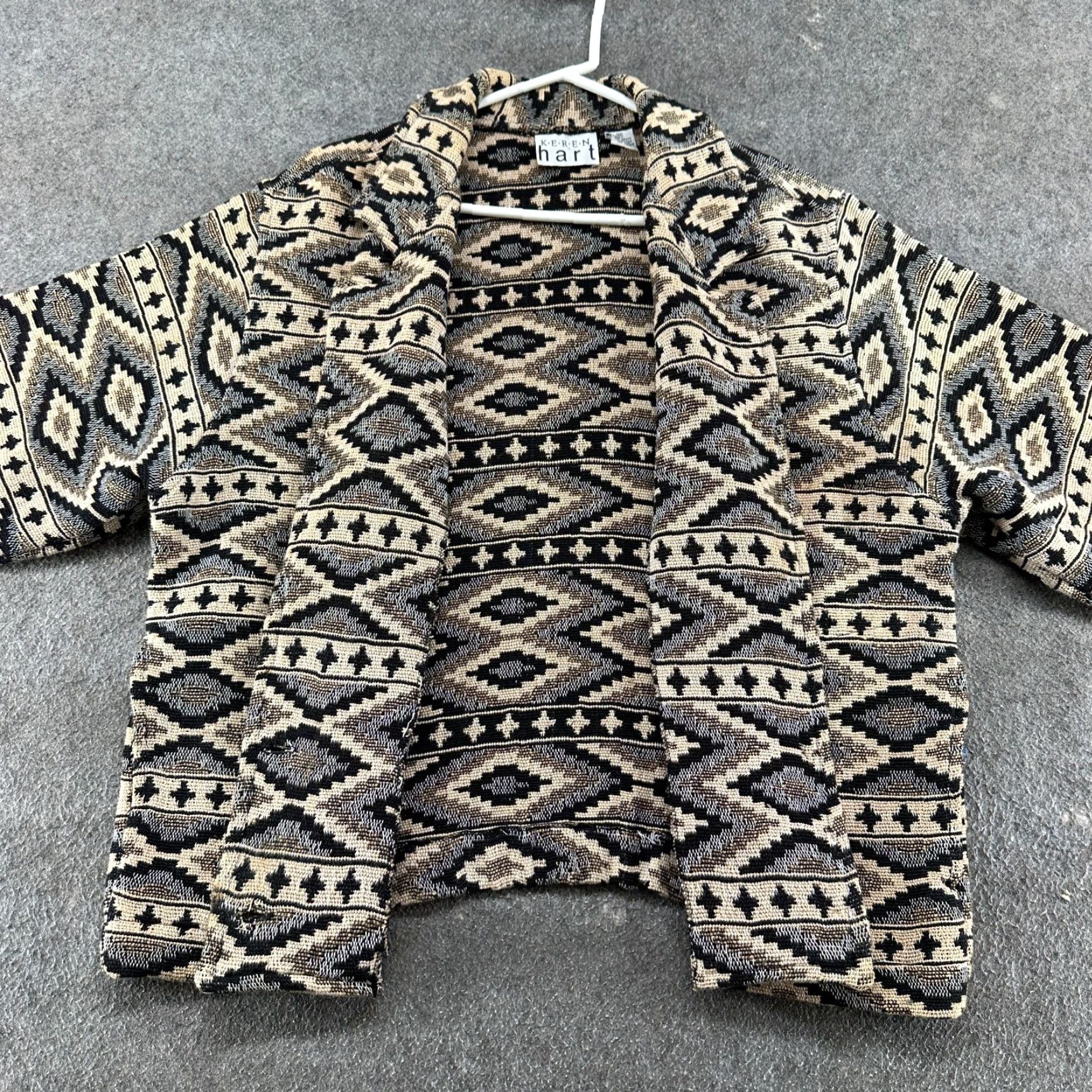 Vintage VINTAGE Keren Hart Jacket Womens M Beige Black Aztec Cotton Tapestry AOP 90s Size M / US 6-8 / IT 42-44 - 5 Thumbnail