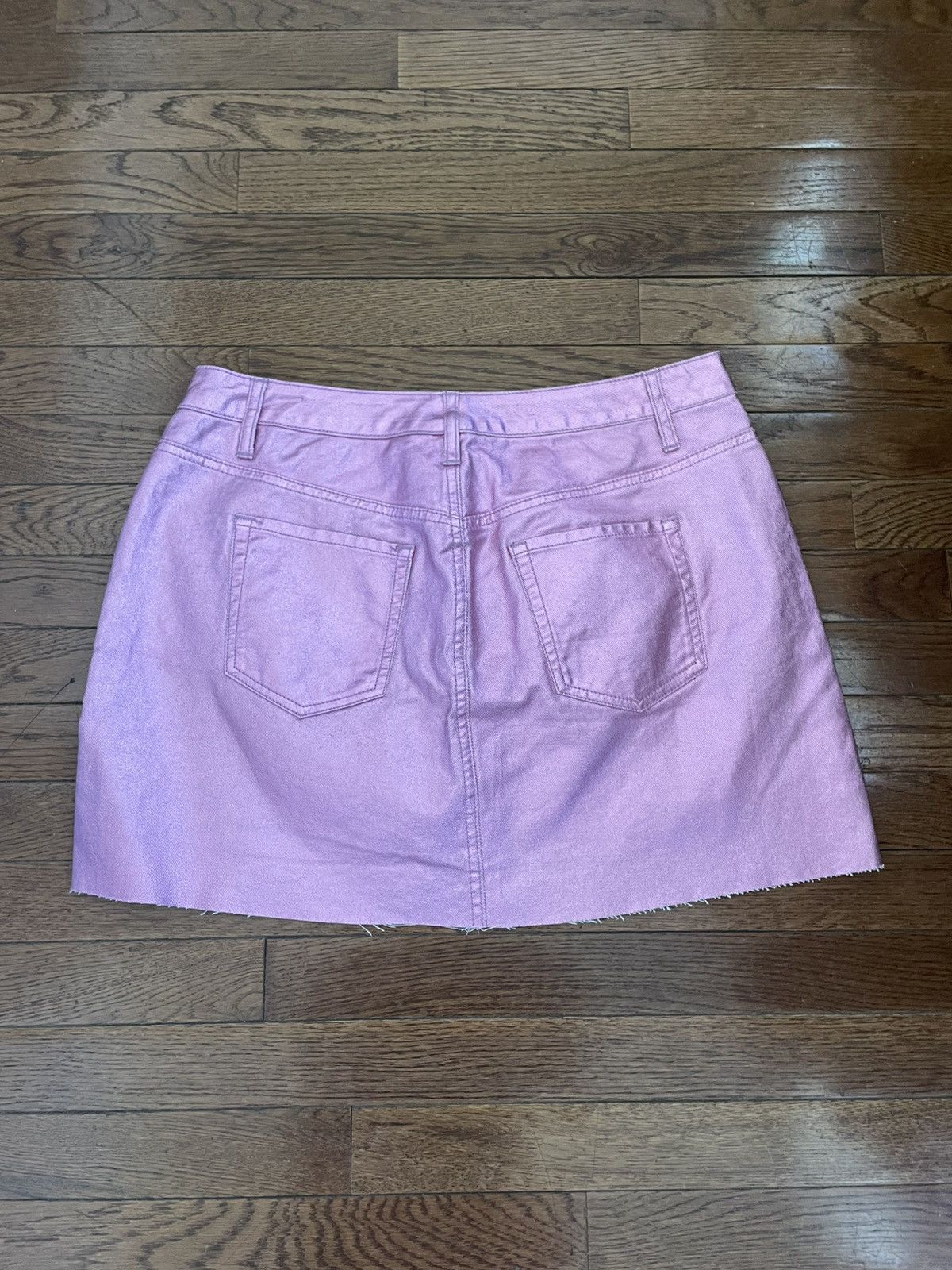 Other Wild Fable pink metallic denim skirt with frayed hemline Size 36" / US 14 / IT 50 - 2 Thumbnail