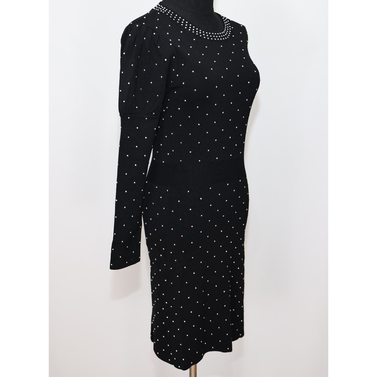 The Kooples THE KOOPLES Black Studded Long Sleeve Midi Dress Size 2 Size XS / US 0-2 / IT 36-38 - 4 Thumbnail