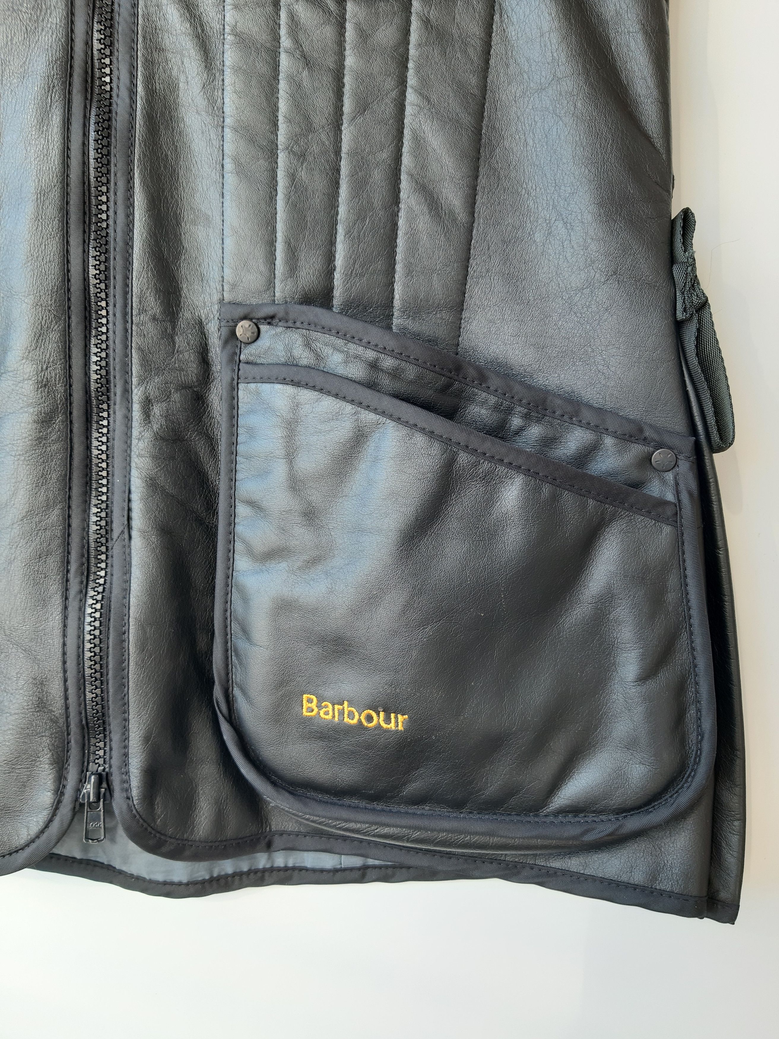 Barbour × Vintage Barbour G1650 Langdale Nova Leather Men's Hunter Vest Gilet Size US M / EU 48-50 / 2 - 2 Thumbnail