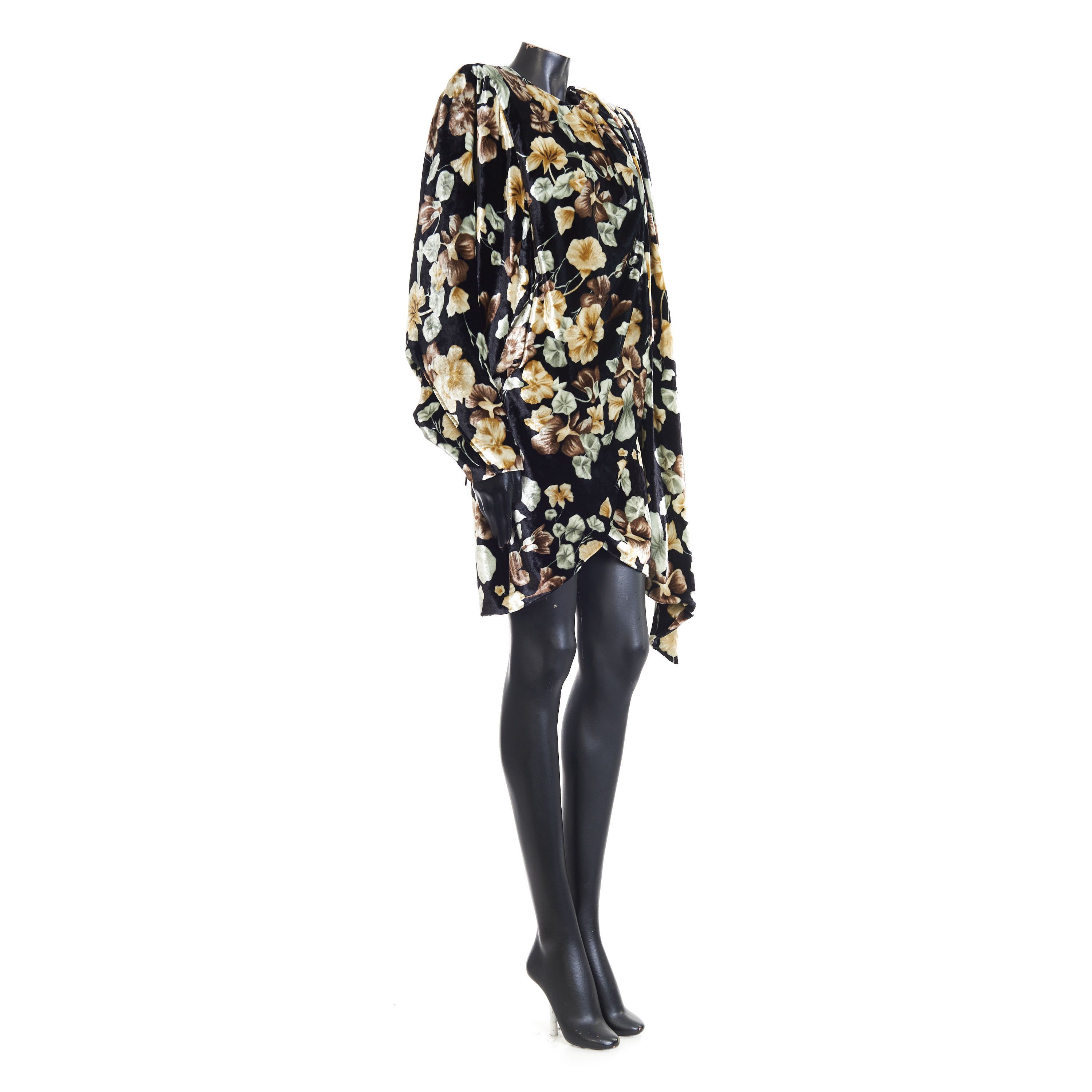 Saint Laurent Paris Draped Dress In Floral Velvet Size M / US 6-8 / IT 42-44 - 8 Thumbnail