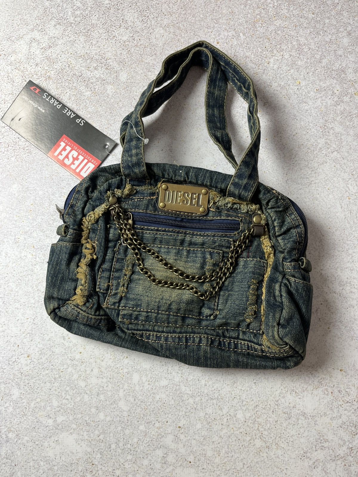 Diesel Vintage Diesel Shoulder Bag Distressed Denim Y2K Spare Parts Size ONE SIZE - 3 Thumbnail
