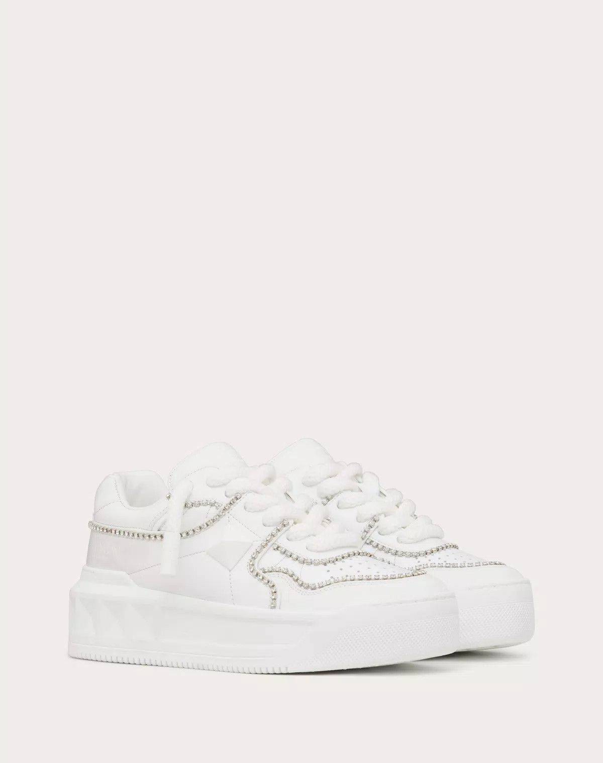 Valentino o1s1wg110426 One Stud XL Trainers in Nappa Leather Crystals Size US 6 / IT 36 - 2 Thumbnail