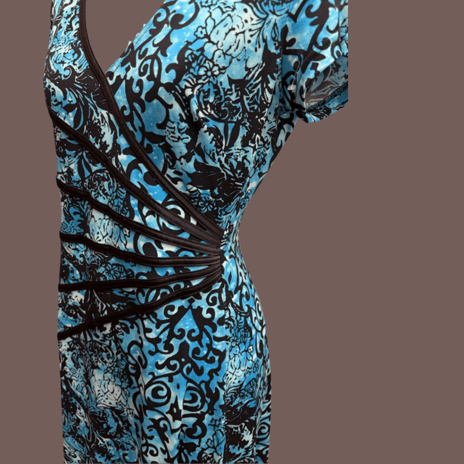 Vintage VTG Fit & Flare Dress | Blue Paisley | Y2K Connected Size S / US 4 / IT 40 - 5 Thumbnail