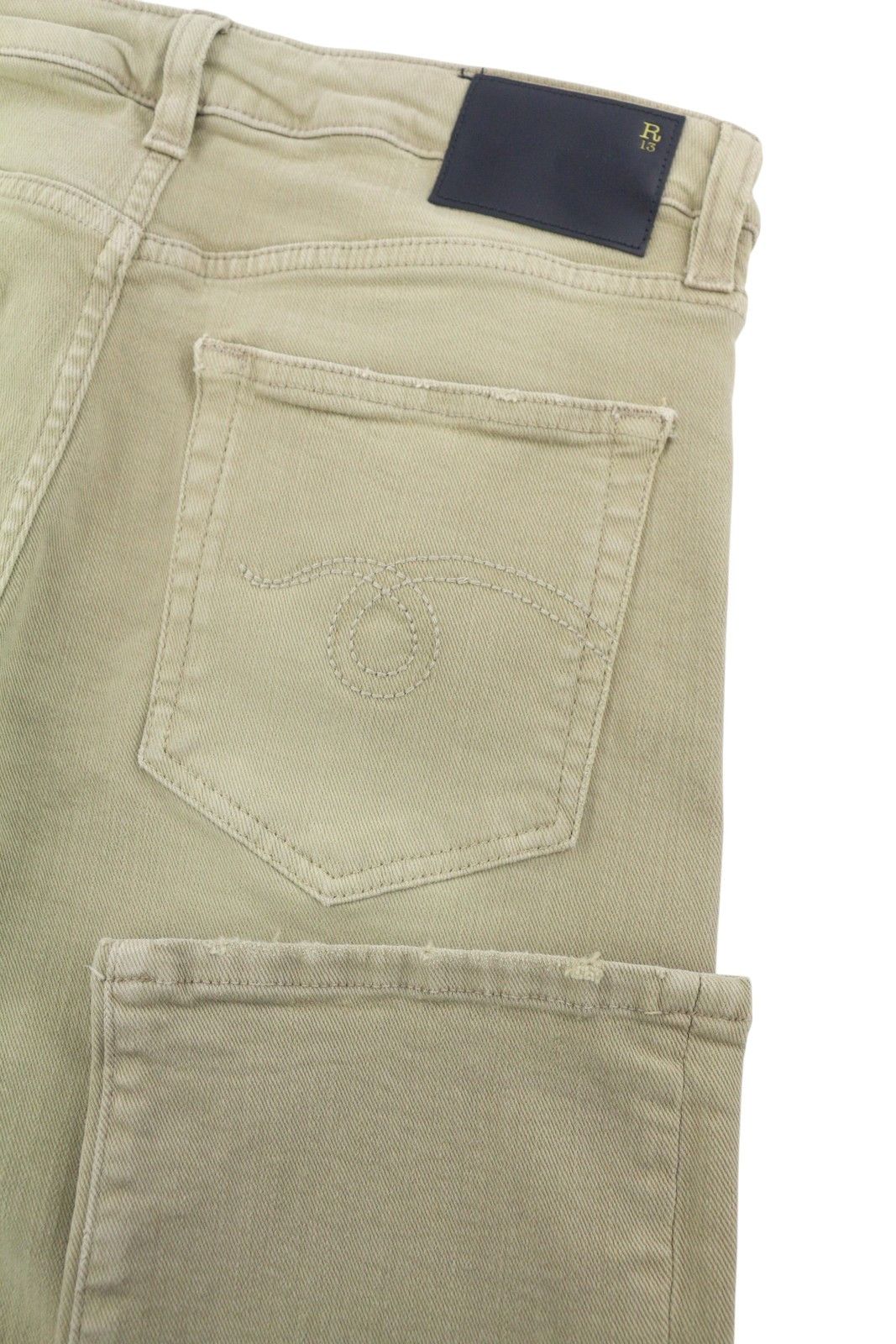 R13 BOY STRAIGHT 27 Khaki Stretch Cropped Jeans 89844 Size 27" / US 4 / IT 40 - 6 Thumbnail