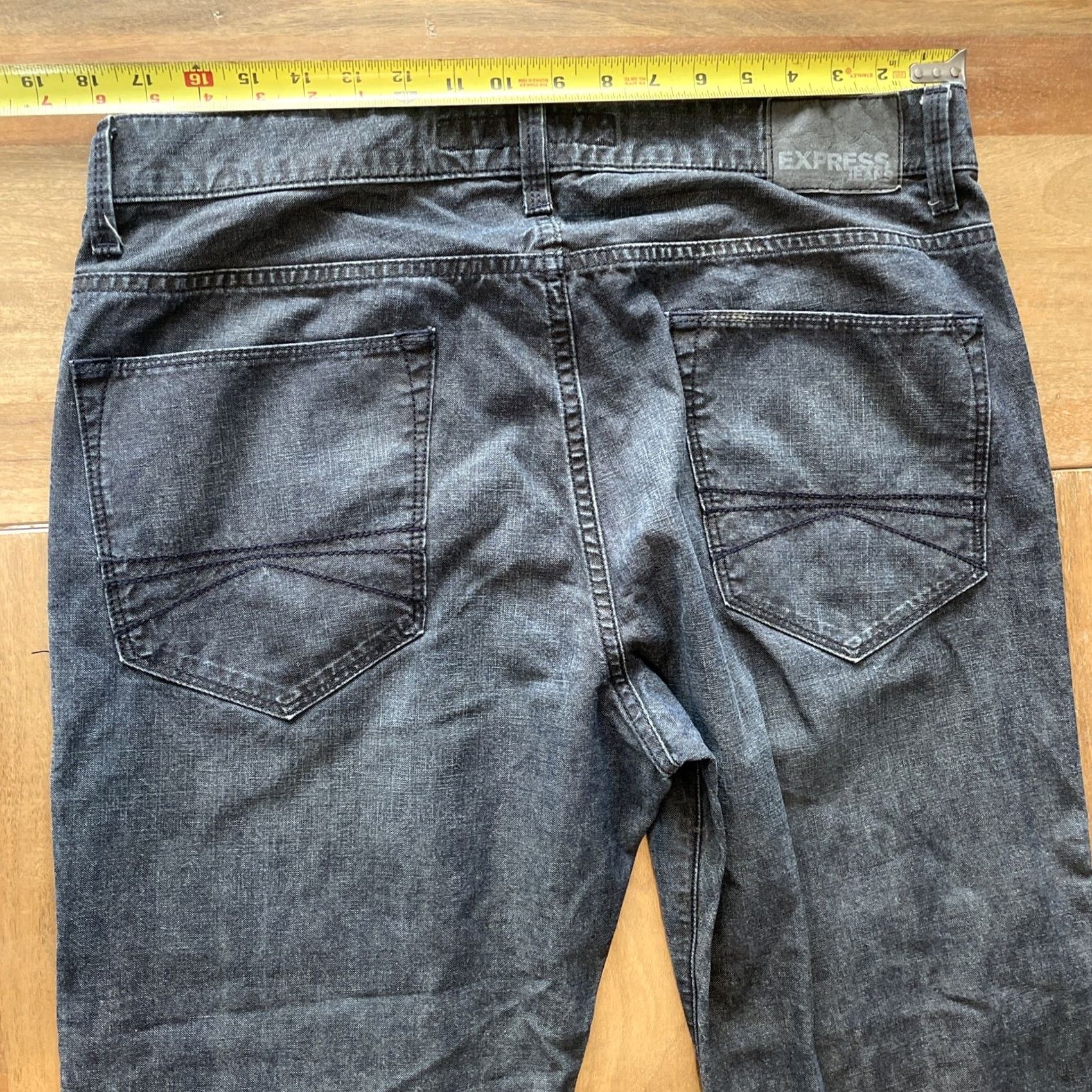 Express Express Jeans Mens 36x28 Kingston Denim Button Fly Straight Leg 5-Pocket Belt Loops Classic Fit Blue Size US 36 / EU 52 - 7 Thumbnail