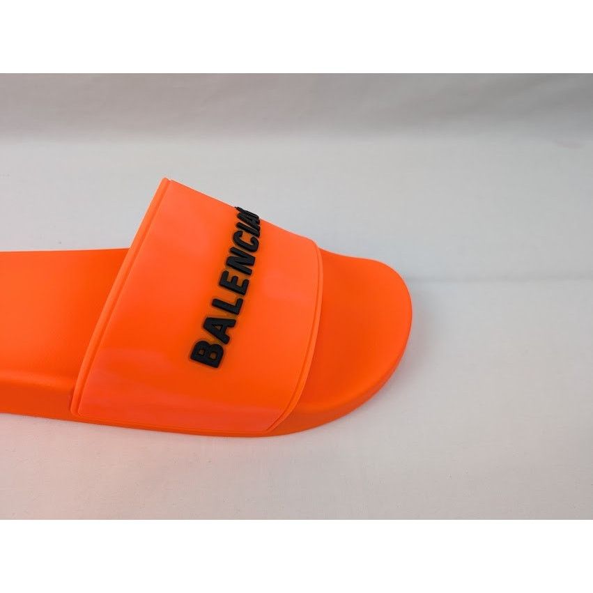 Balenciaga o1rshd1 Pool Smoth Fluo Rubber Logo Slides Flue Orange/Black Size US 12 / EU 45 - 3 Thumbnail