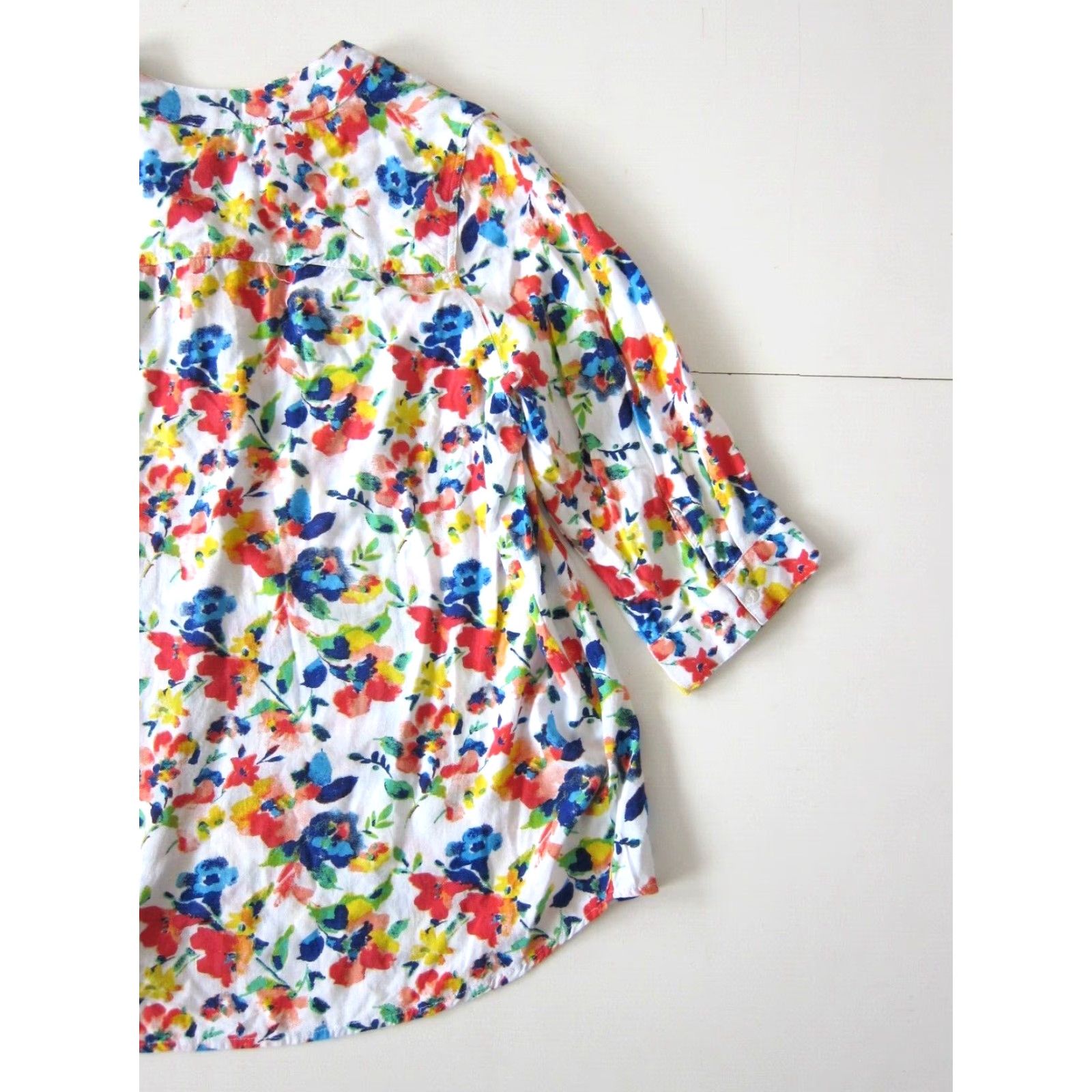 Vintage Woman Within Blouse 3/4 Sleeve M Yellow Floral Tunic Womens Size M / US 6-8 / IT 42-44 - 7 Thumbnail