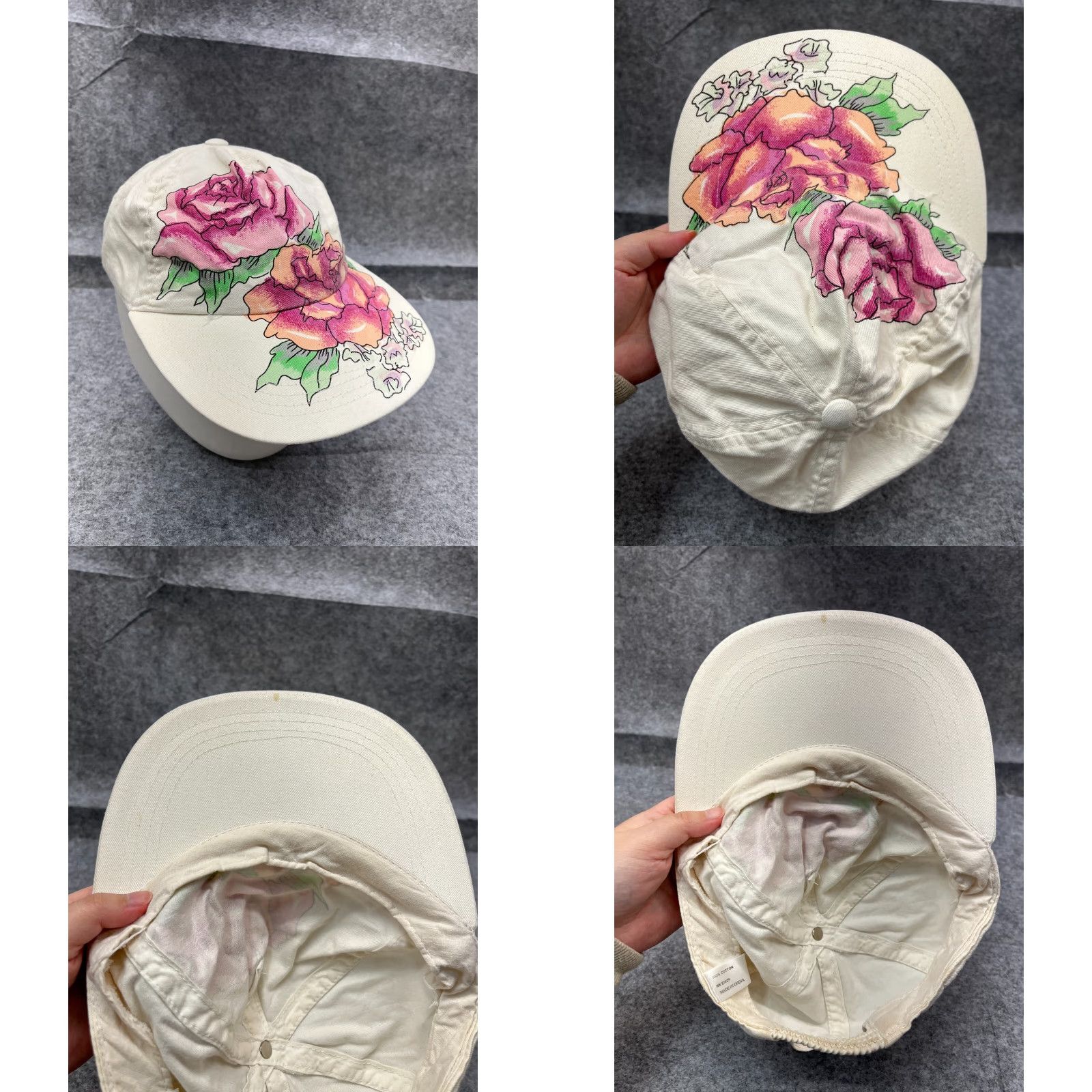 Pinko Hat Cap Fitted Womens One Size Pink White Floral 100% Cotton Elastic Back Size ONE SIZE - 8 Thumbnail