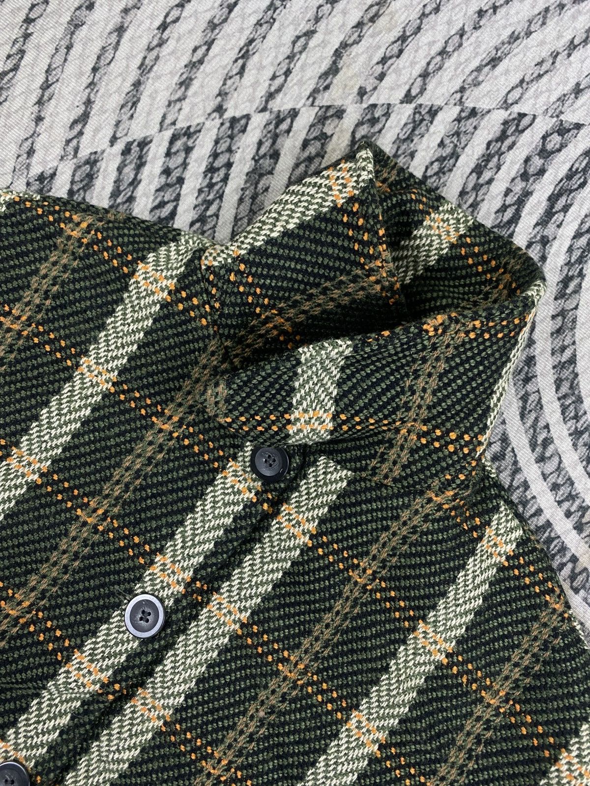 Japanese Brand Vintage Jeanasis Green Checked Fullbutton Jacket Size L / US 10 / IT 46 - 7 Thumbnail
