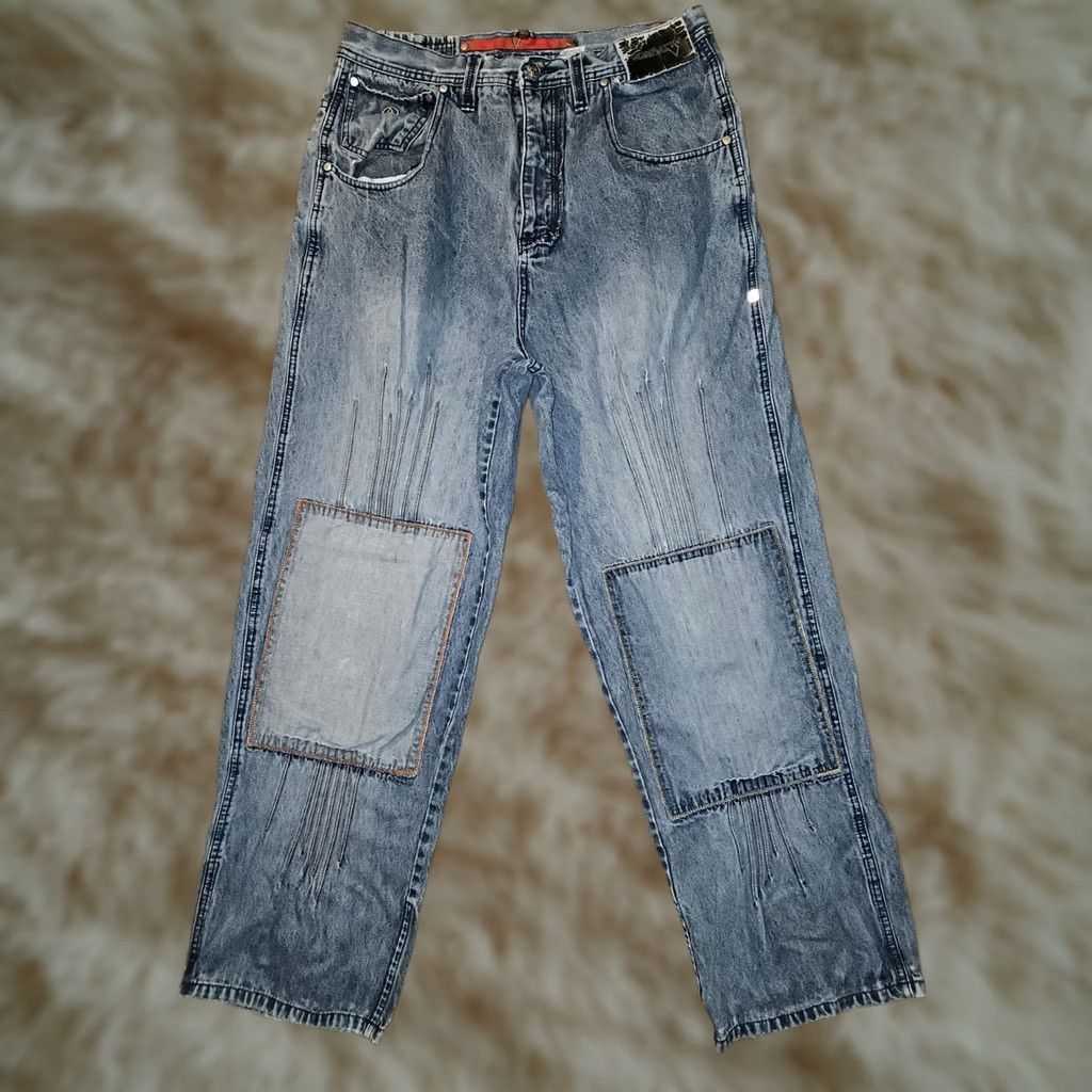 Vintage VINTAGE Vokal Baggy Jeans Men's 34x29.5 Blue High Rise Hip Hop Y2K Hipster Straight 90s Distressed Logo Embroidered Pockets Mens Size US 34 / EU 50 - 1 Thumbnail