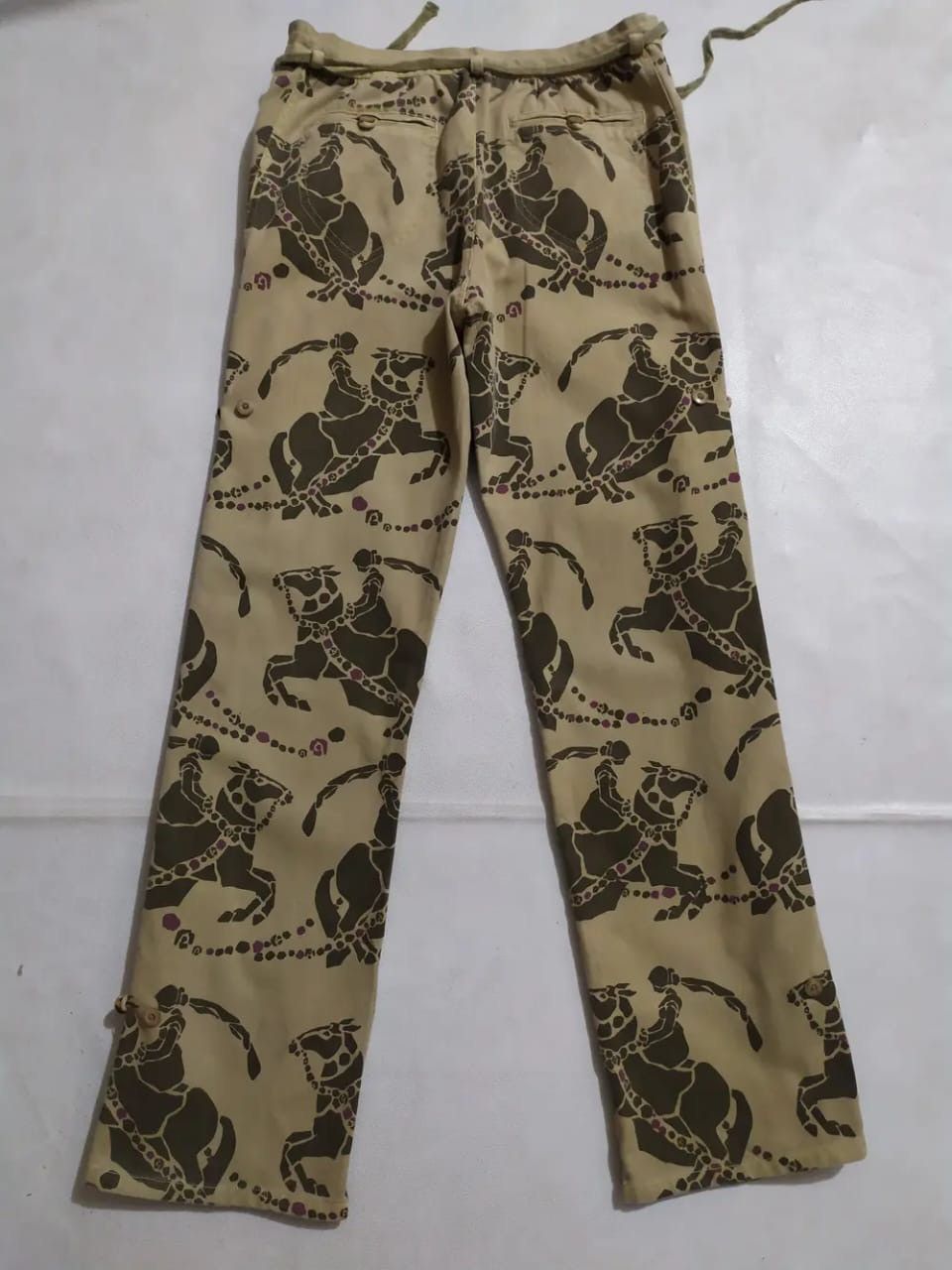 Japanese Brand Scolar Japan Fullprint Art Knight Horses Nice Design Pants Size US 29 - 4 Thumbnail