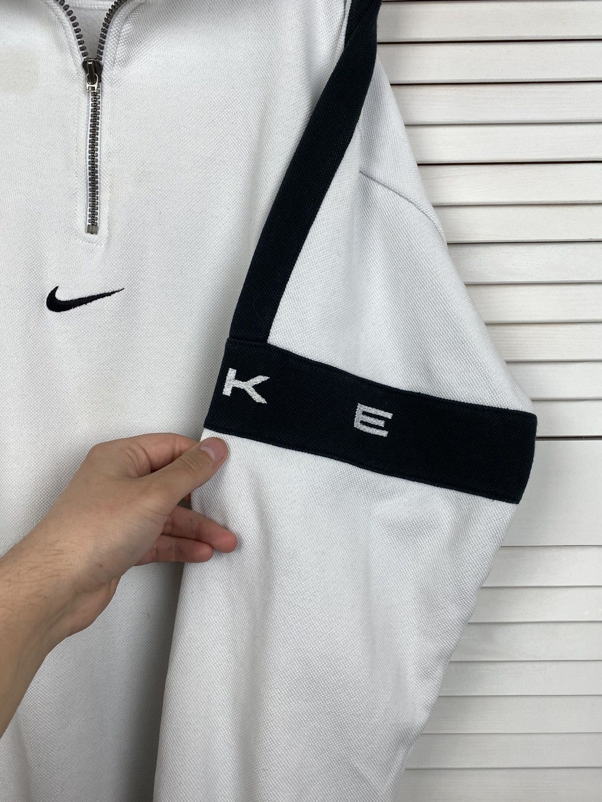 Nike Vintage 90s Nike Zip Up 1/4 Sweater Knit Central Swoosh Y2k Size US L / EU 52-54 / 3 - 5 Thumbnail