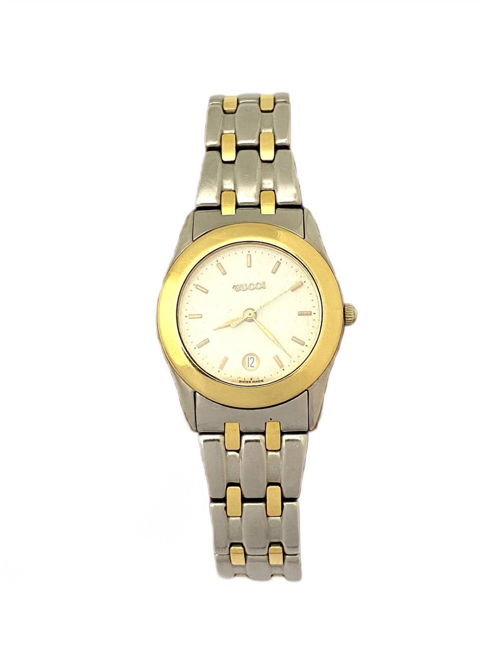 Gucci Gucci GG Logo Gold 18K Quartz Swiss 536 M Mens Wrist Watch Size ONE SIZE - 1 Thumbnail