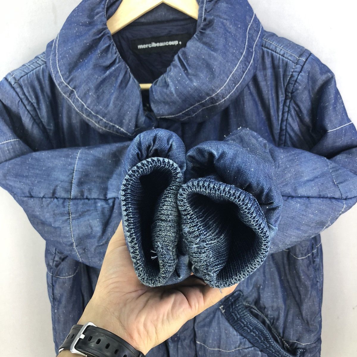 Issey Miyake Vintage Mercibeaucoup Pillow Neck Indigo Dye Bomber Jacket Size US S / EU 44-46 / 1 - 13 Thumbnail