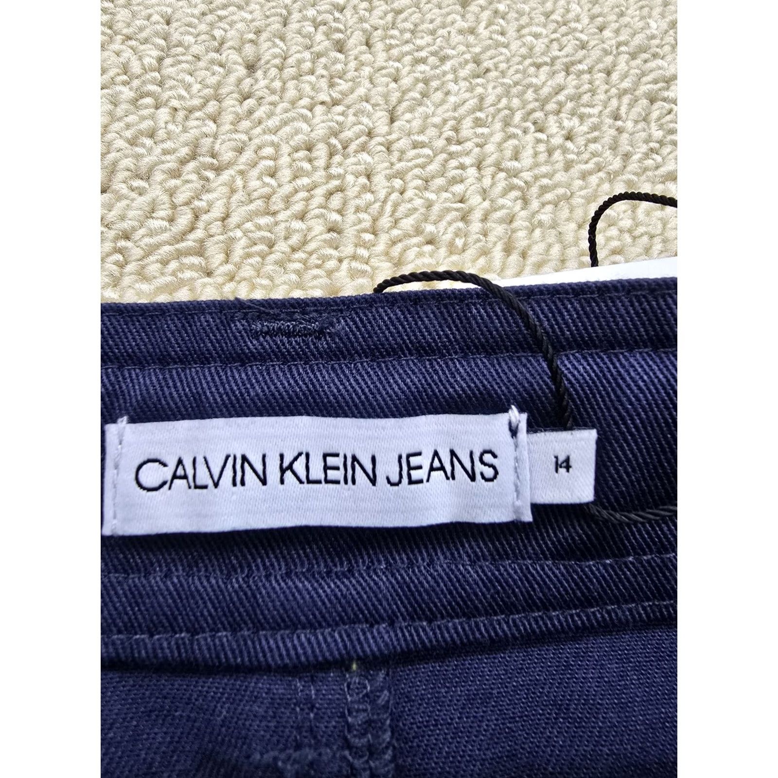 Vintage Calvin Klein Jeans Navy Mini A-Line Skirt Sz 14 Rose Embroidery Orange Pockets - Womens, Skirt, 14, Navy, A-Line, Mini, CK Jeans Size 36" / US 14 / IT 50 - 4 Thumbnail
